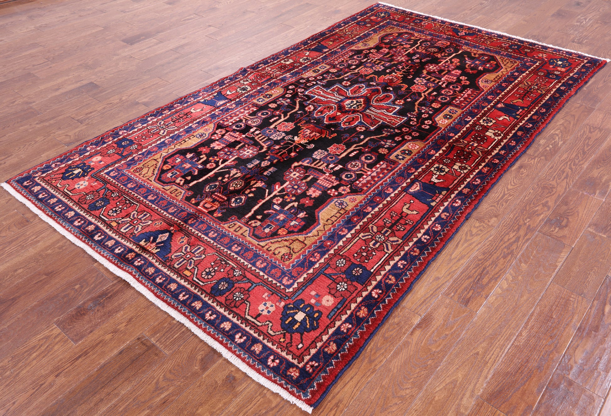 Black New Authentic Persian Nahavand Wool Rug - 5' 3" X 9' 0" - Golden Nile