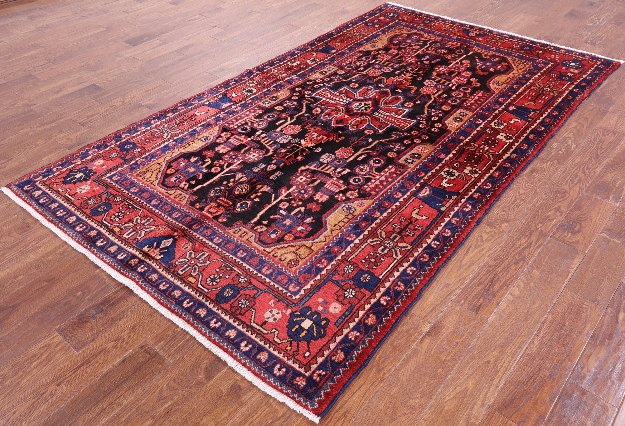 Black New Authentic Persian Nahavand Wool Rug - 5' 3" X 9' 0" - Golden Nile