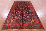Black New Authentic Persian Nahavand Hand Knotted Rug - 5' 6" X 9' 9" - Golden Nile