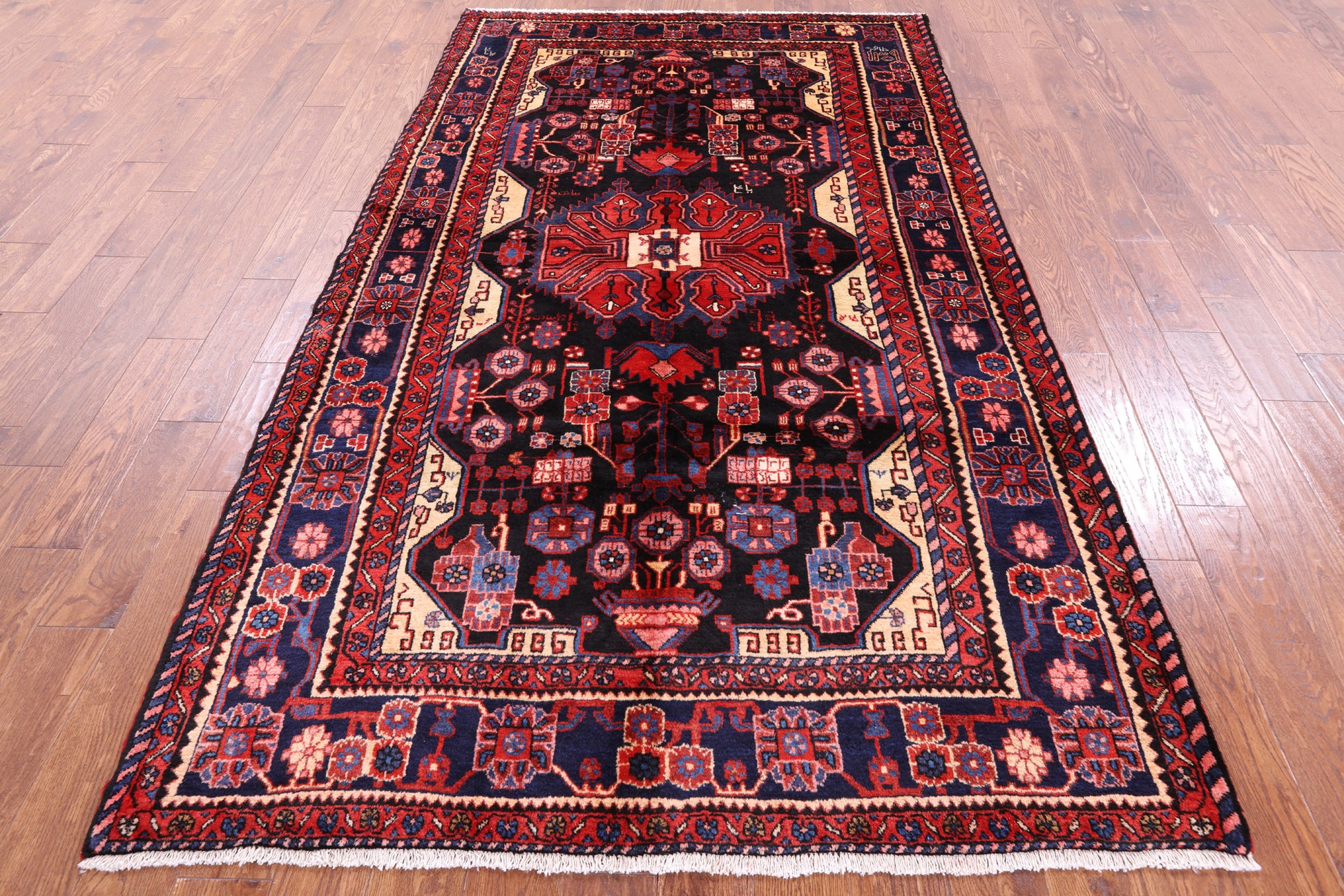 Black New Authentic Persian Nahavand Rug - 5' 2" X 9' 0" - Golden Nile