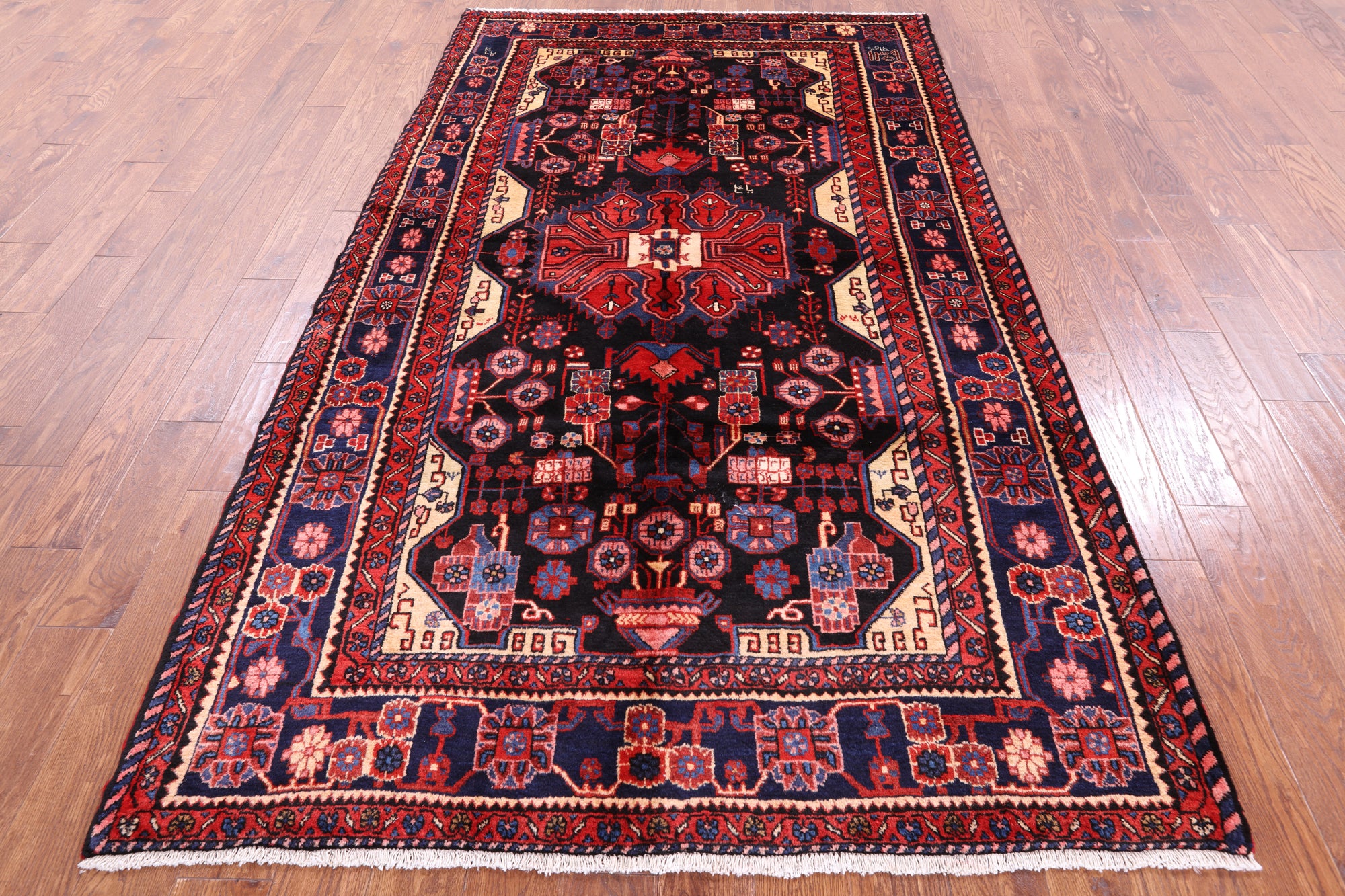 Black New Authentic Persian Nahavand Rug - 5' 2" X 9' 0" - Golden Nile
