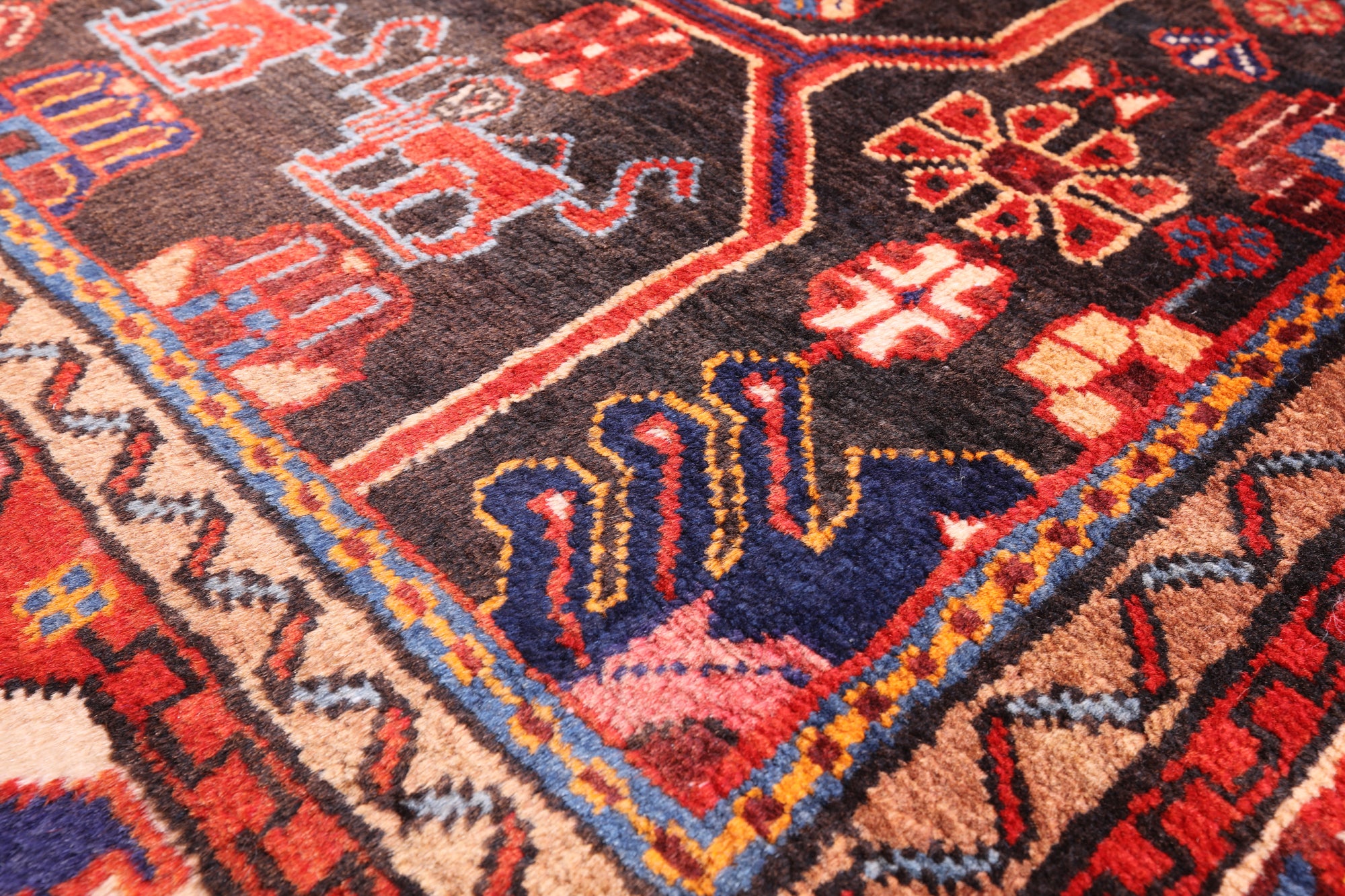 Black New Authentic Persian Nahavand Hand Knotted Rug - 5' 4" X 9' 5" - Golden Nile