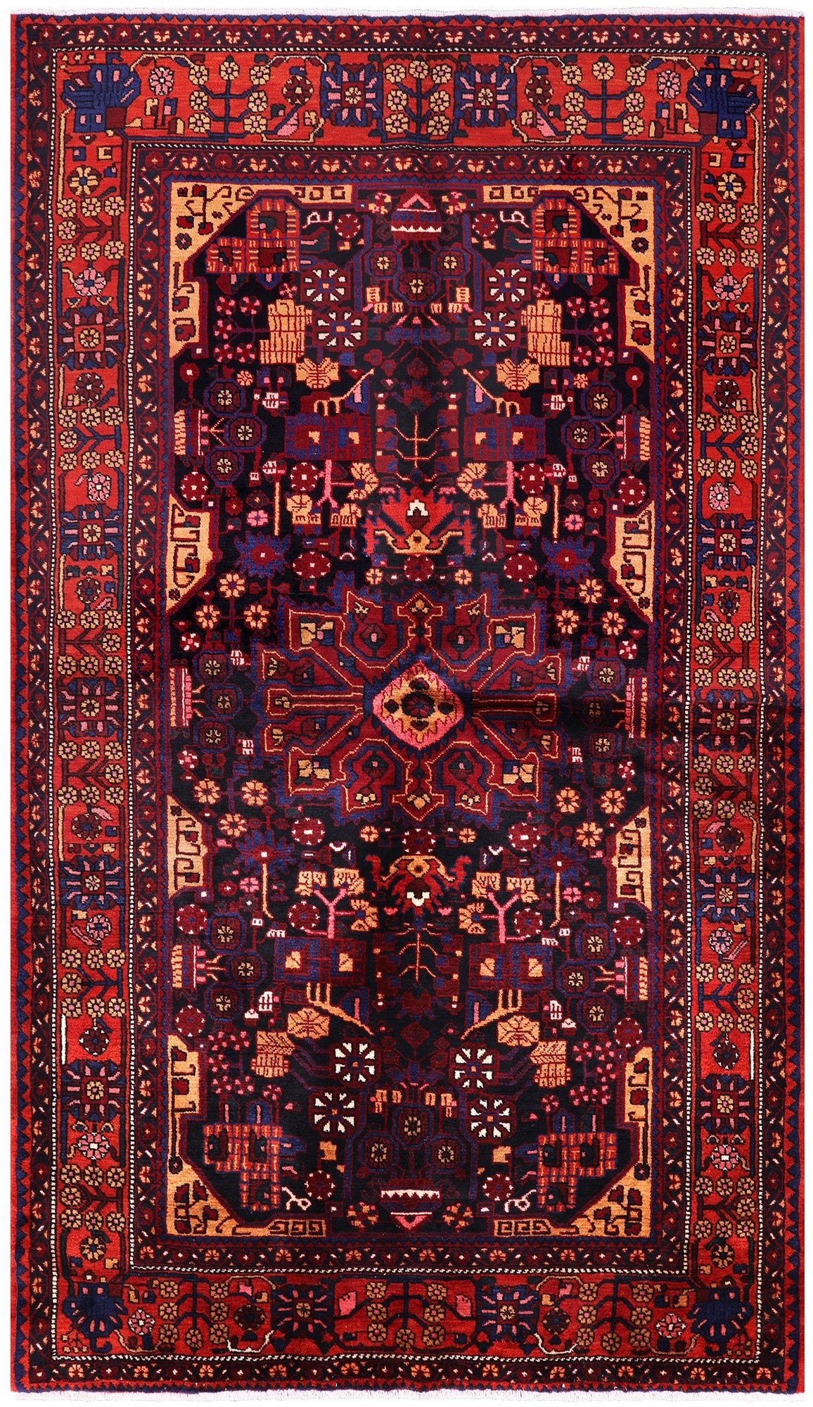 Black New Authentic Persian Nahavand Rug - 5' 4" X 9' 7" - Golden Nile