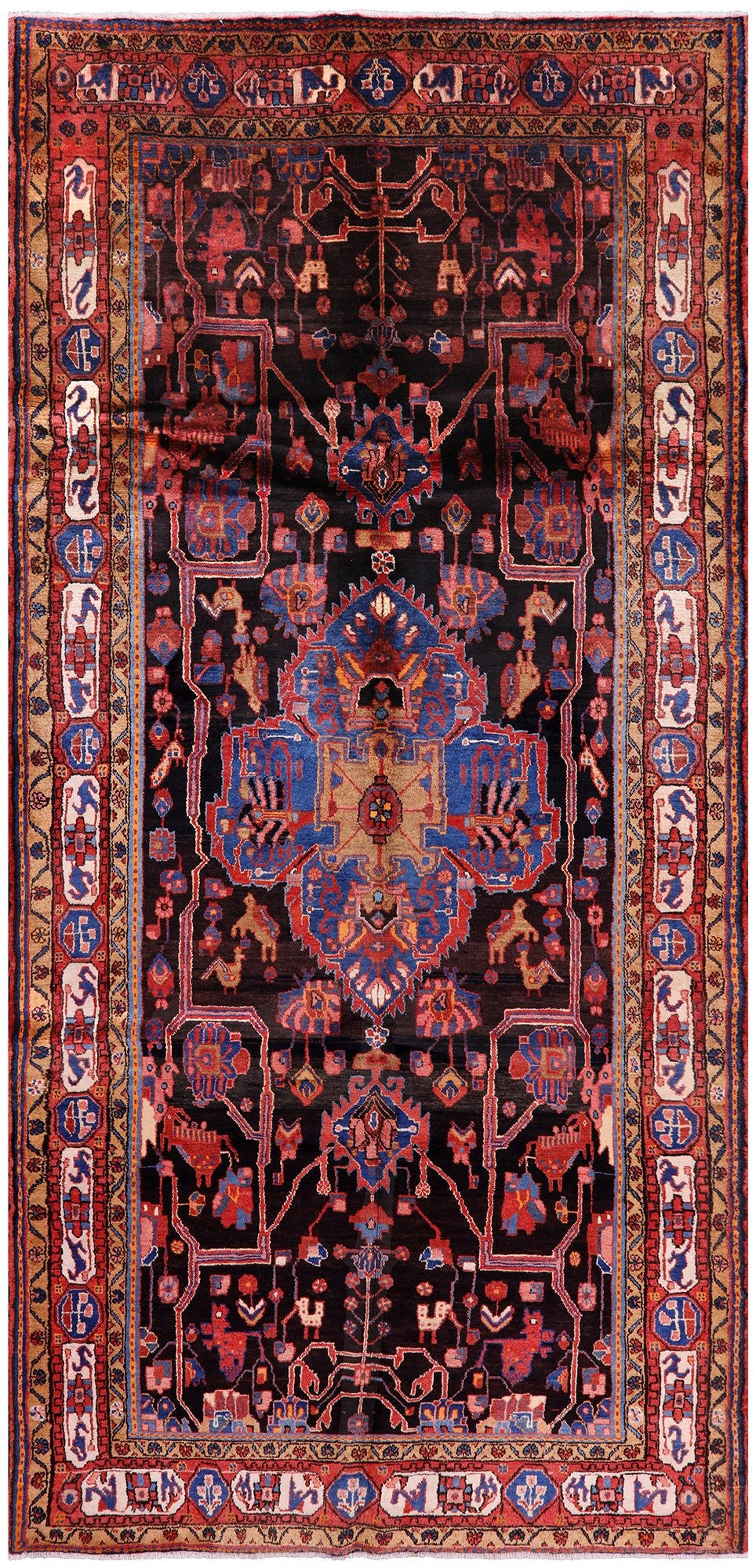 Black New Authentic Persian Nahavand Rug - 5' 6" X 11' 4" - Golden Nile
