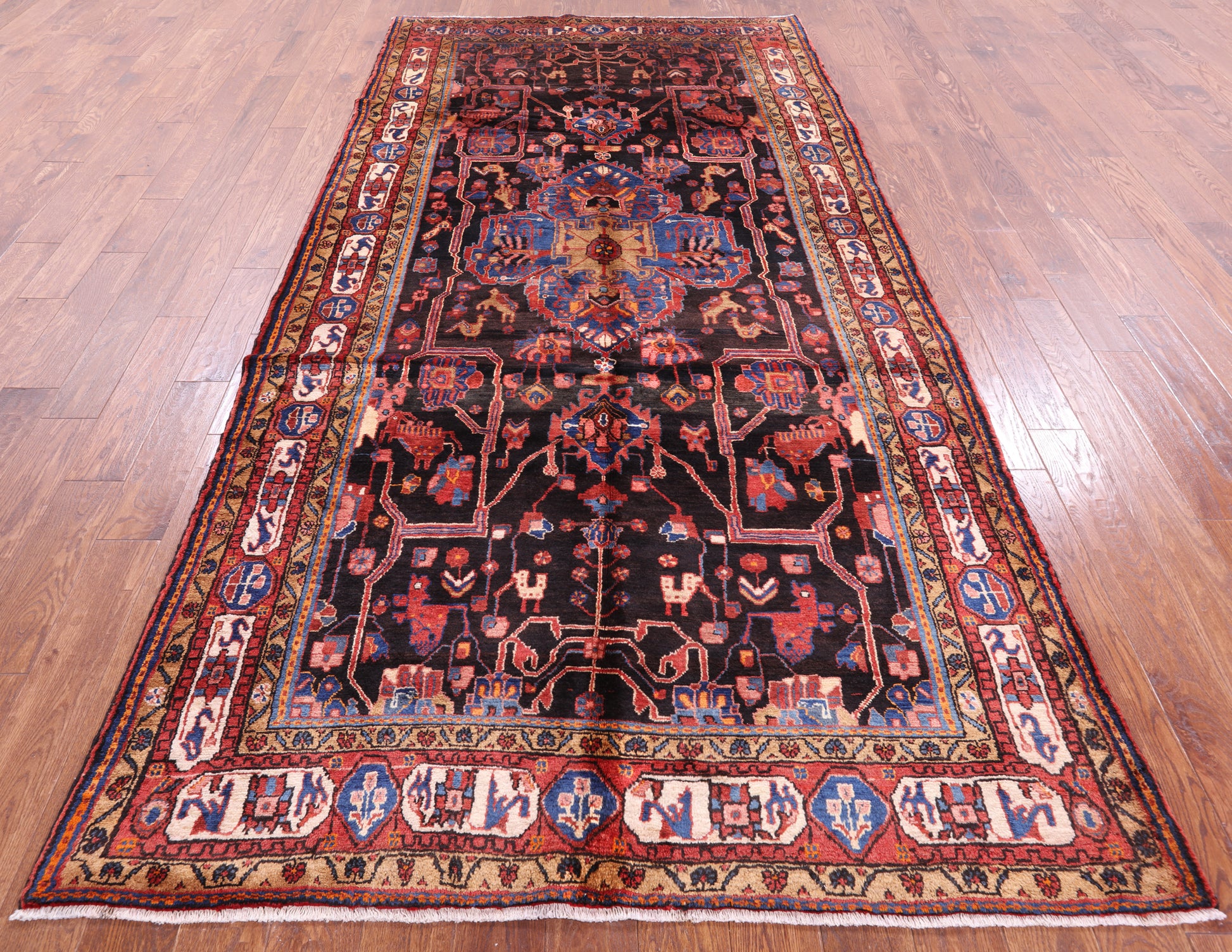 Black New Authentic Persian Nahavand Rug - 5' 6" X 11' 4" - Golden Nile