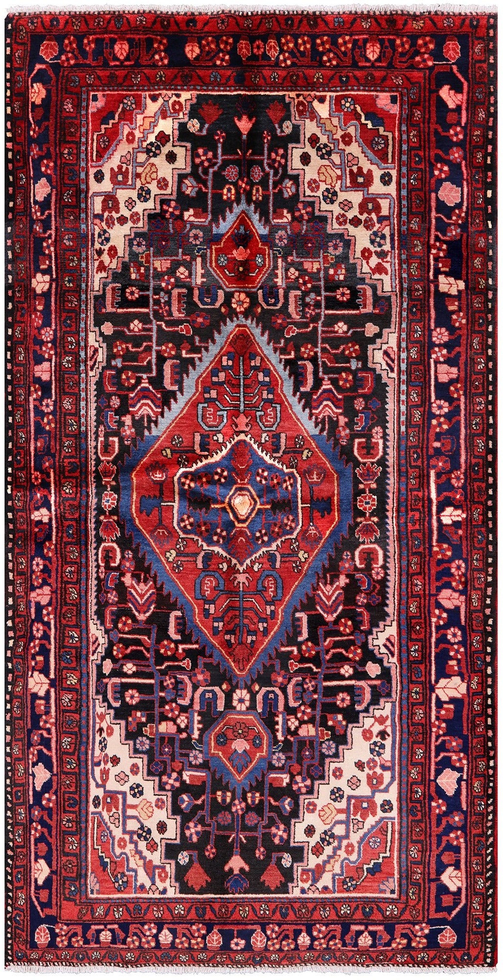 Black New Authentic Persian Nahavand Rug - 5' 2" X 9' 9" - Golden Nile