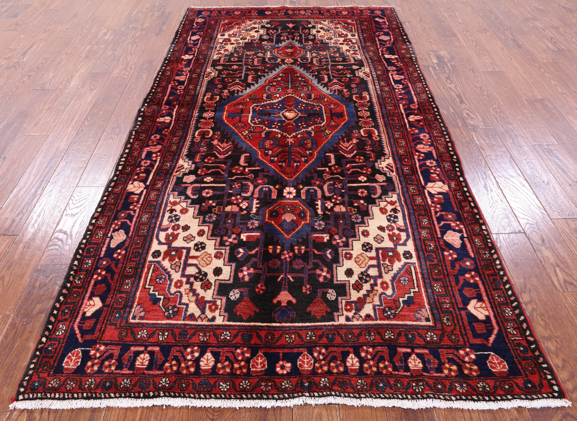 Black New Authentic Persian Nahavand Rug - 5' 2" X 9' 9" - Golden Nile