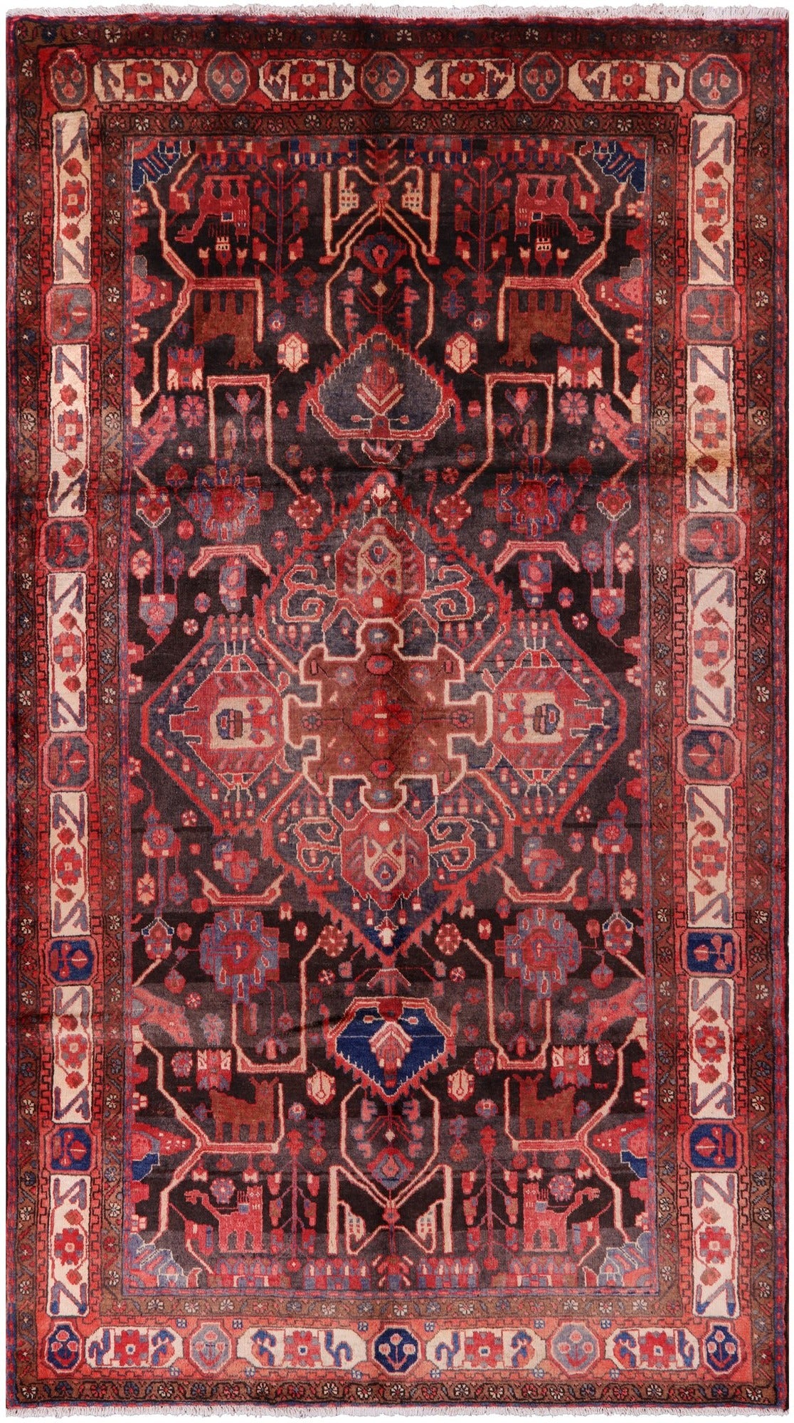 Black New Authentic Persian Nahavand Rug - 5' 7" X 10' 1" - Golden Nile
