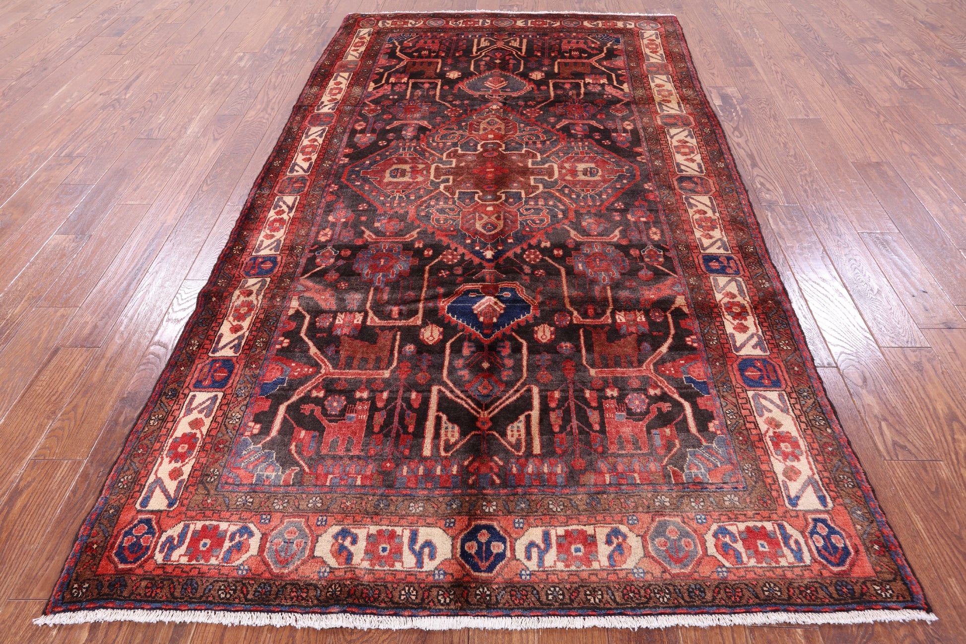 Black New Authentic Persian Nahavand Rug - 5' 7" X 10' 1" - Golden Nile