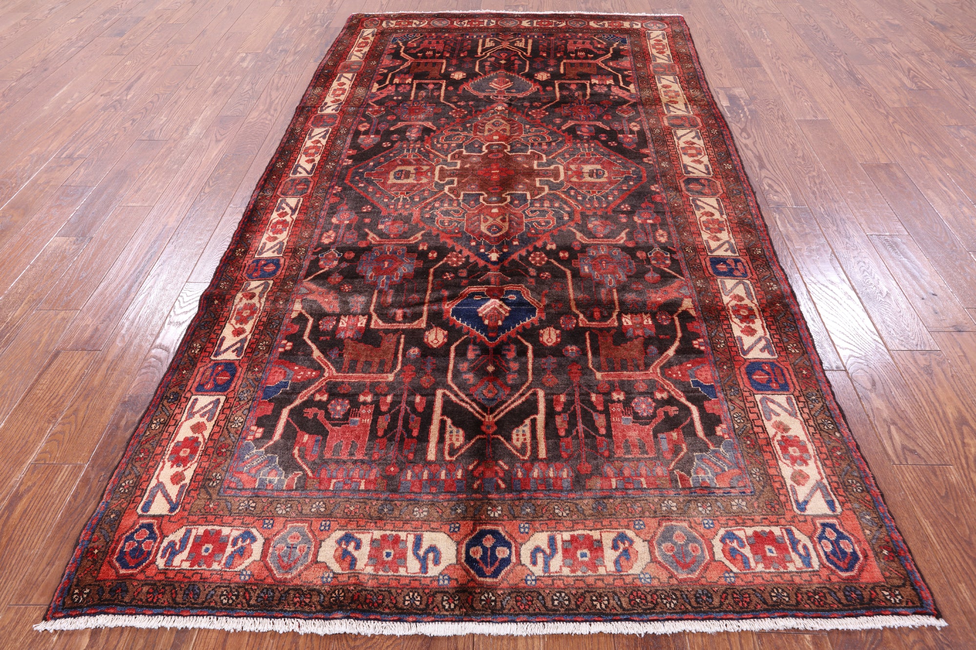 Black New Authentic Persian Nahavand Rug - 5' 7" X 10' 1" - Golden Nile