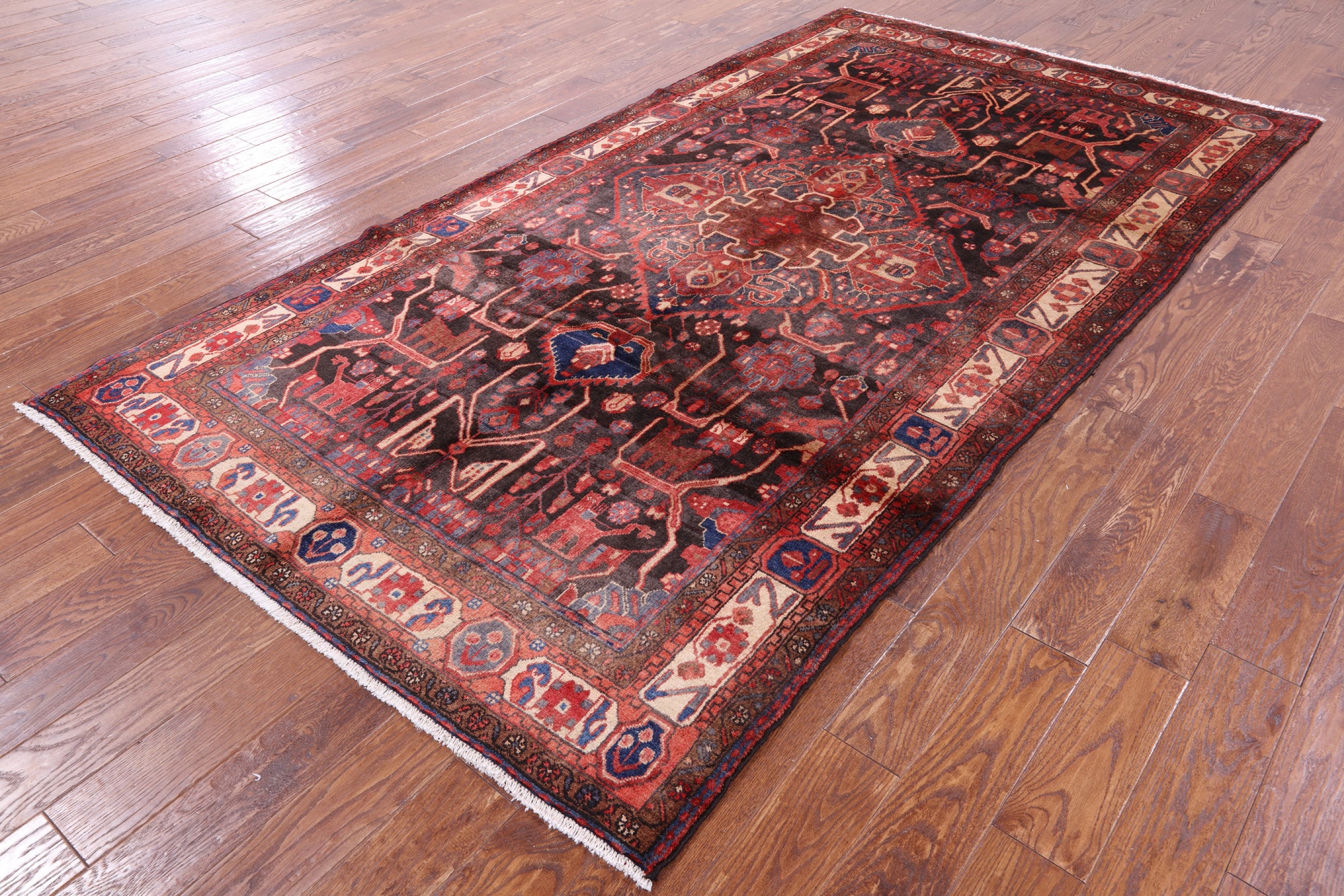 Black New Authentic Persian Nahavand Rug - 5' 7" X 10' 1" - Golden Nile