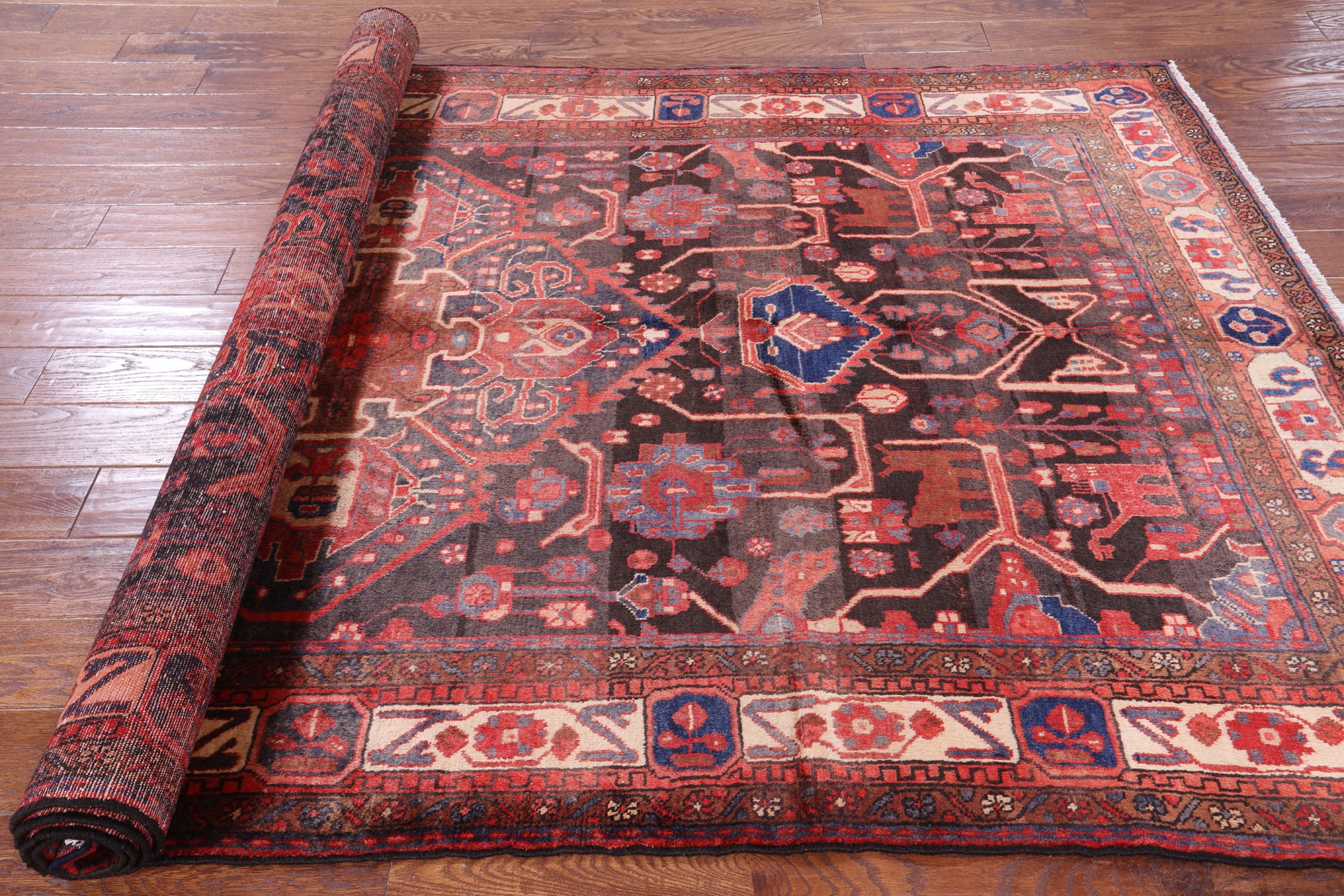 Black New Authentic Persian Nahavand Rug - 5' 7" X 10' 1" - Golden Nile