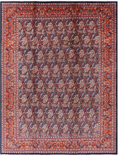 New Authentic Hand Knotted Mashad Persian Rug - 9' 10" X 13' 0" - Golden Nile