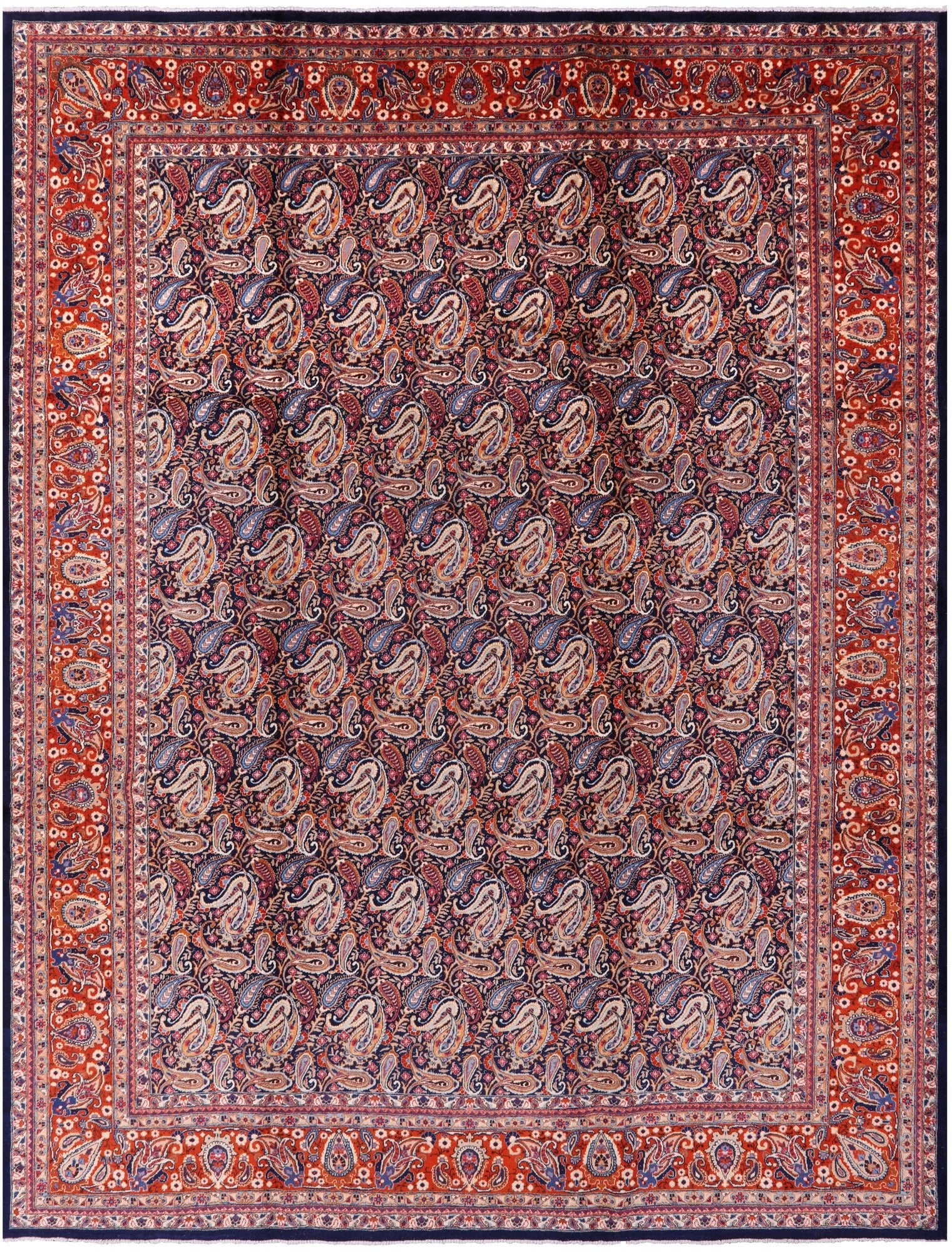 New Authentic Hand Knotted Mashad Persian Rug - 9' 10" X 13' 0" - Golden Nile