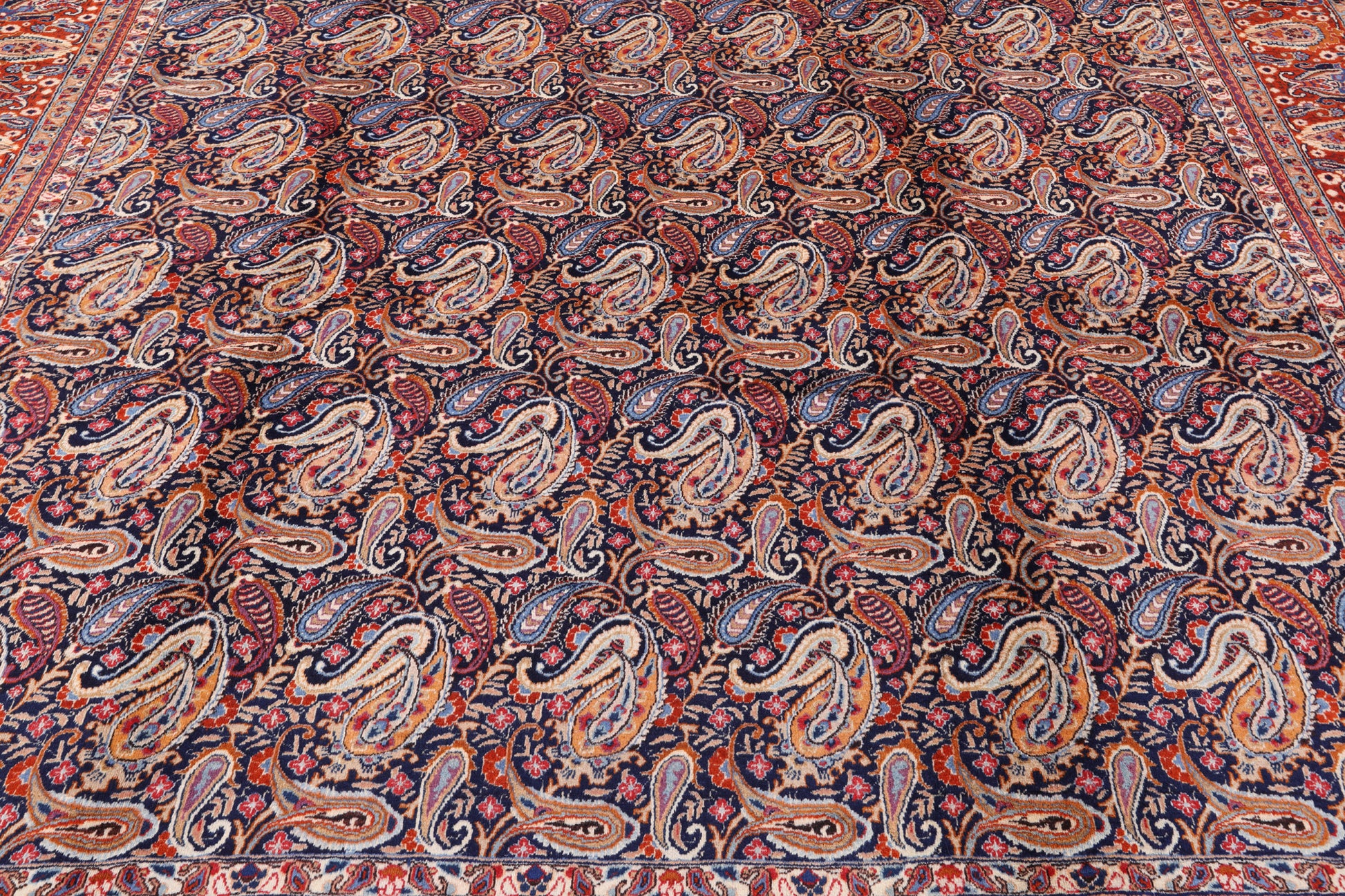 New Authentic Hand Knotted Mashad Persian Rug - 9' 10" X 13' 0" - Golden Nile