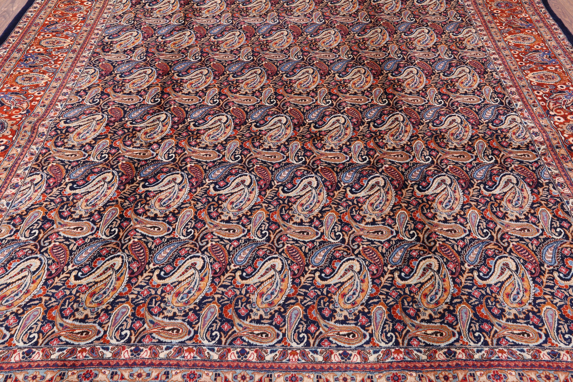 New Authentic Hand Knotted Mashad Persian Rug - 9' 10" X 13' 0" - Golden Nile