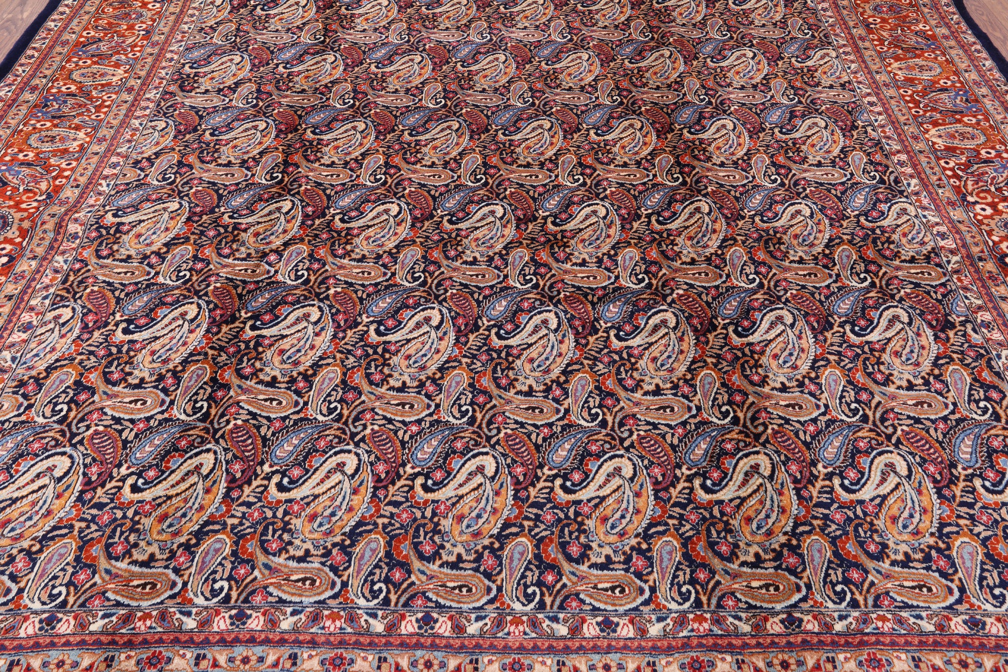 New Authentic Hand Knotted Mashad Persian Rug - 9' 10" X 13' 0" - Golden Nile