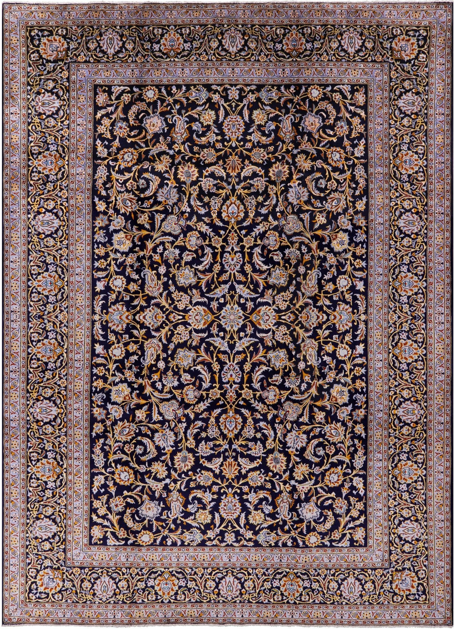 Blue New Hand Knotted Persian Kashan Rug 10' 1" X 13' 6" - Golden Nile