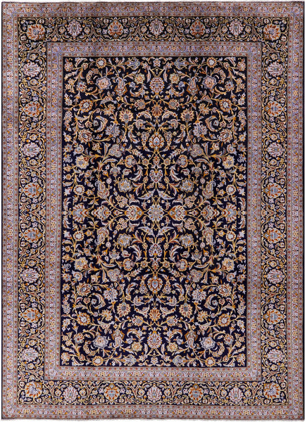 Blue New Hand Knotted Persian Kashan Rug 10' 1" X 13' 6" - Golden Nile