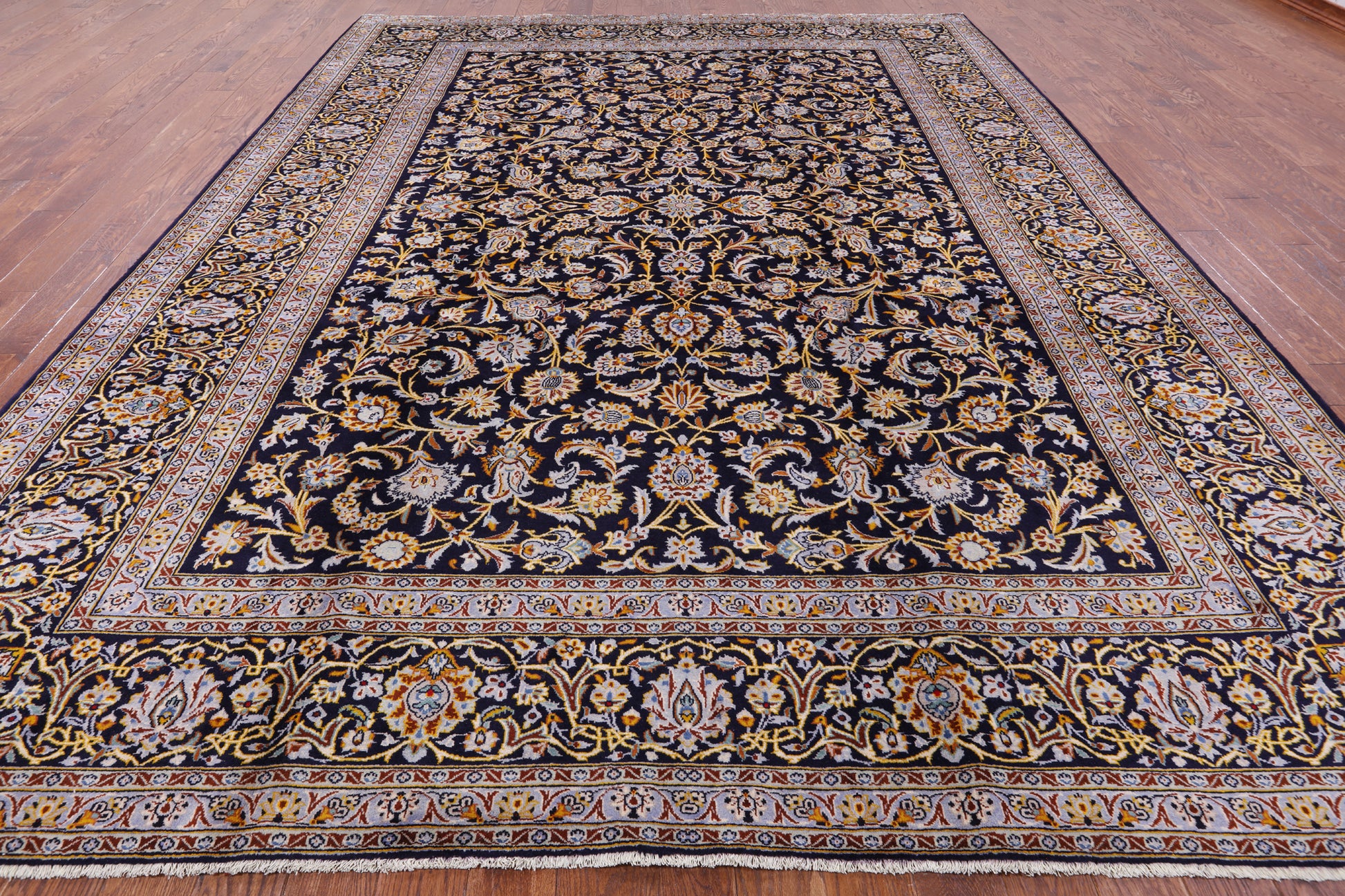 Blue New Hand Knotted Persian Kashan Rug 10' 1" X 13' 6" - Golden Nile
