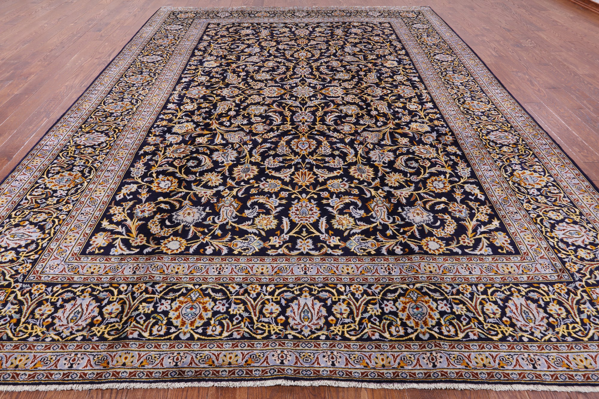 Blue New Hand Knotted Persian Kashan Rug 10' 1" X 13' 6" - Golden Nile