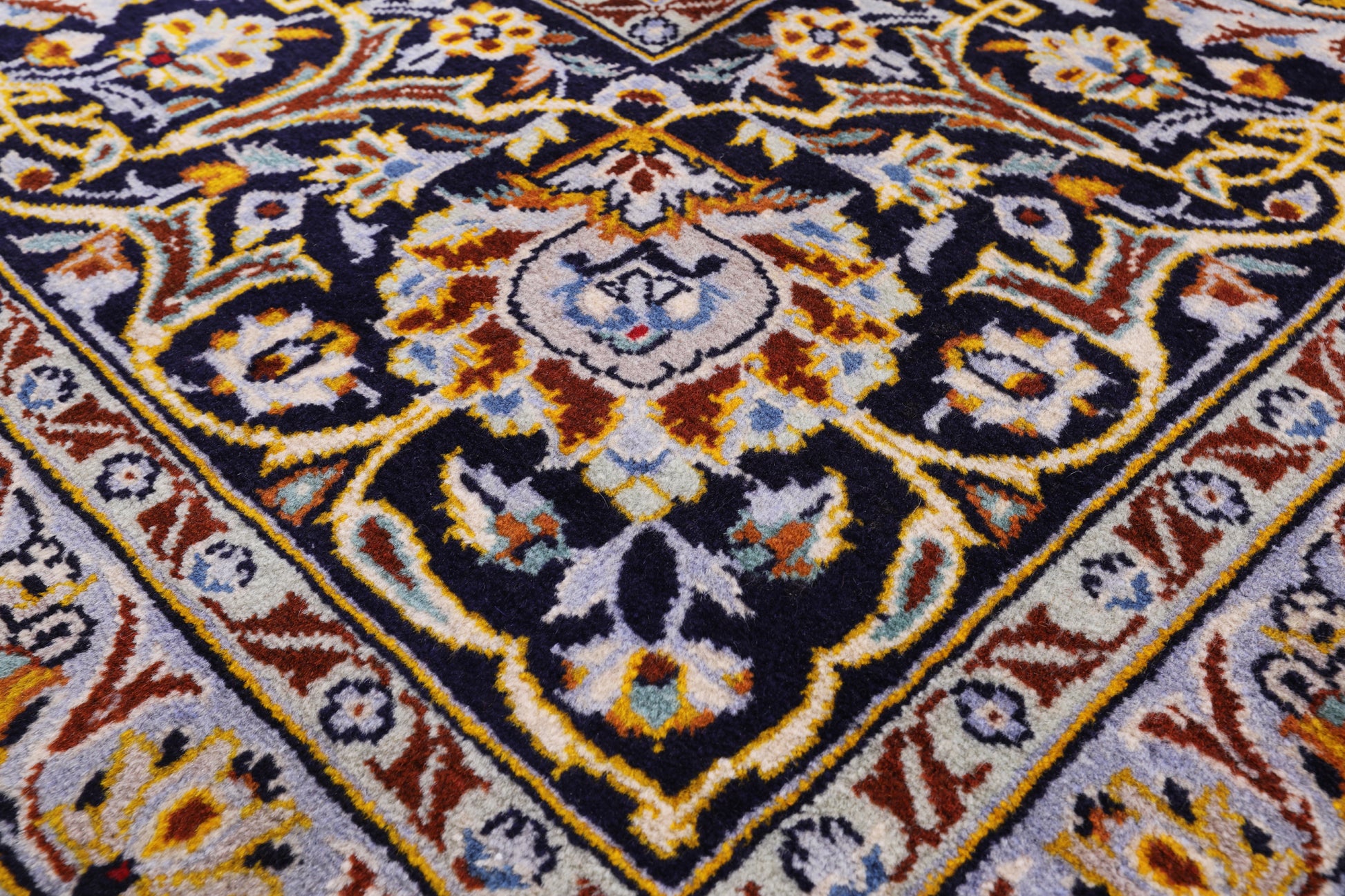 Blue New Hand Knotted Persian Kashan Rug 10' 1" X 13' 6" - Golden Nile