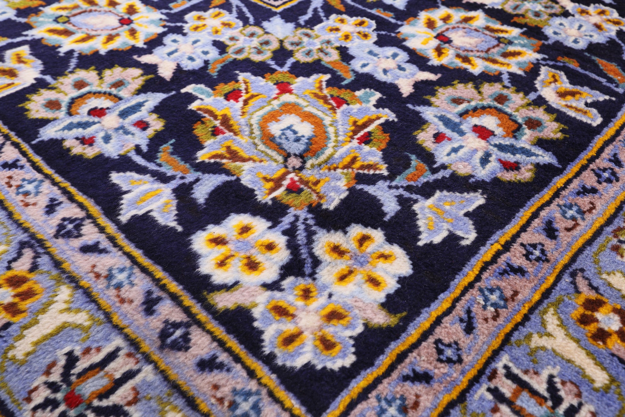 Blue Handmade New Authentic Persian Kashan Wool Rug - 10' 3" X 13' 3" - Golden Nile