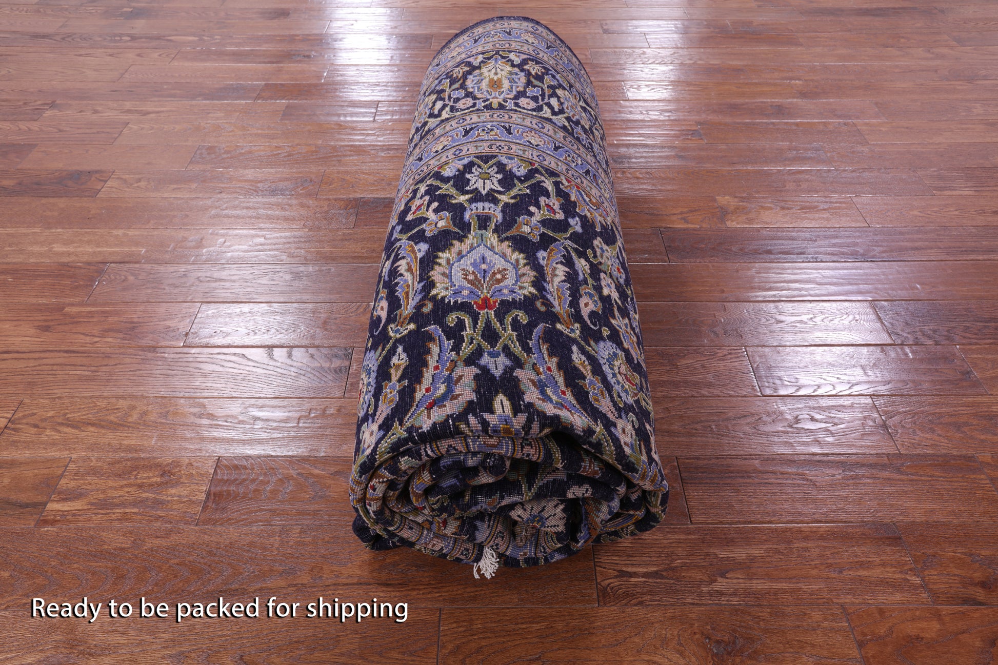 Blue New Authentic Persian Kashan Hand Knotted Rug - 10' 2" X 13' 9" - Golden Nile