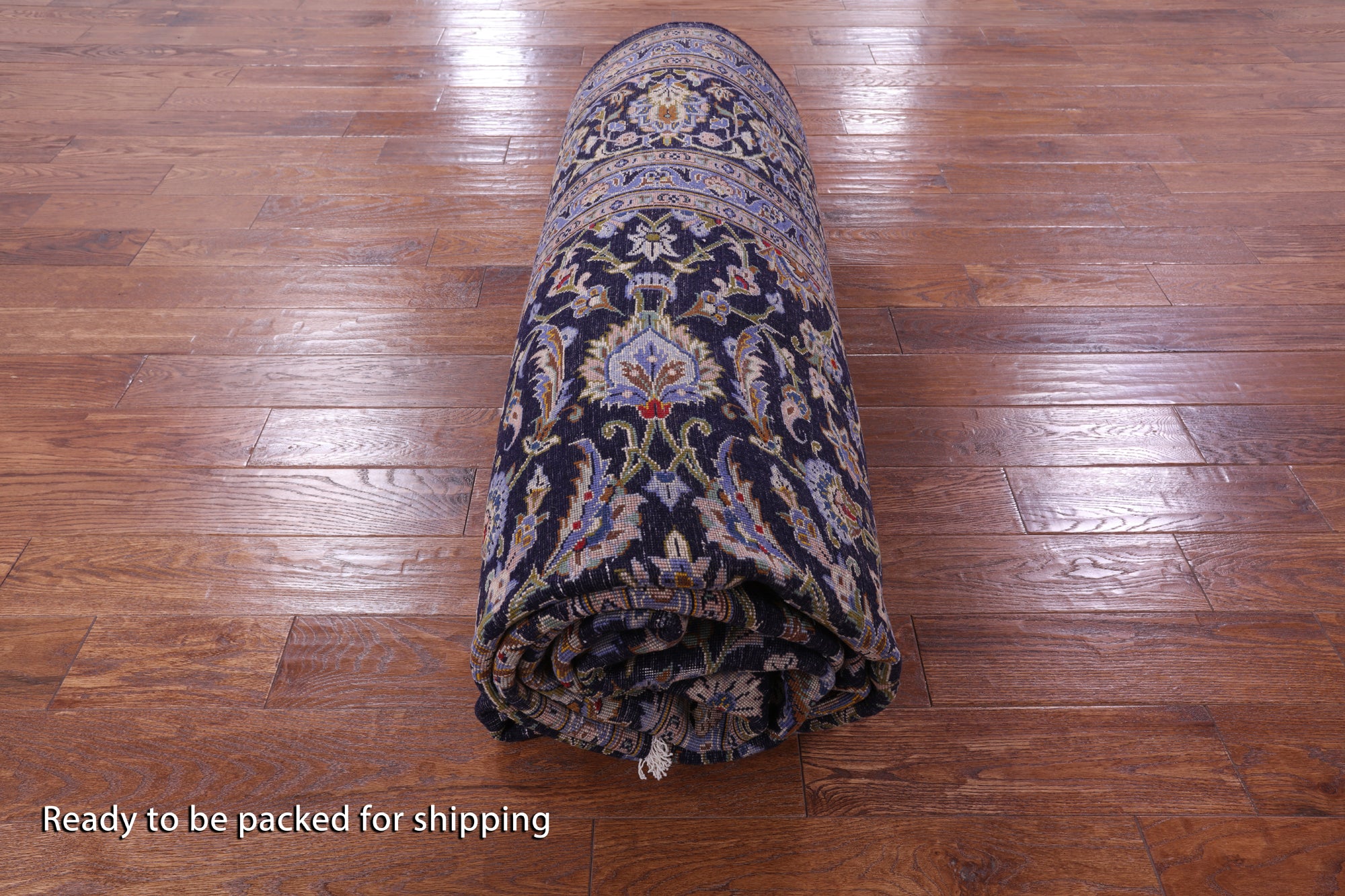 Blue New Authentic Persian Kashan Hand Knotted Rug - 10' 2" X 13' 9" - Golden Nile