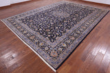 Blue New Authentic Persian Kashan Hand Knotted Rug - 10' 2" X 13' 9" - Golden Nile