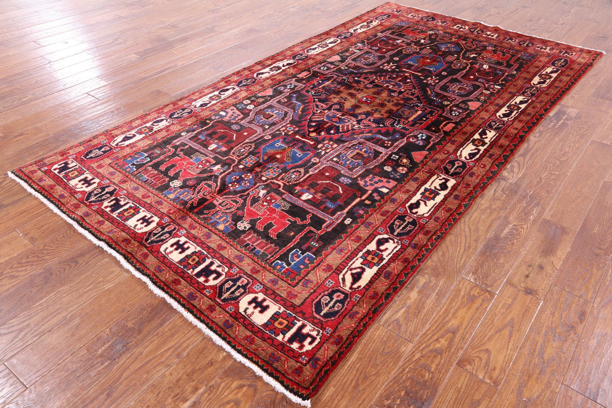 Black Authentic Persian Nahavand Hand Knotted Rug - 5' 3" X 10' 1" - Golden Nile