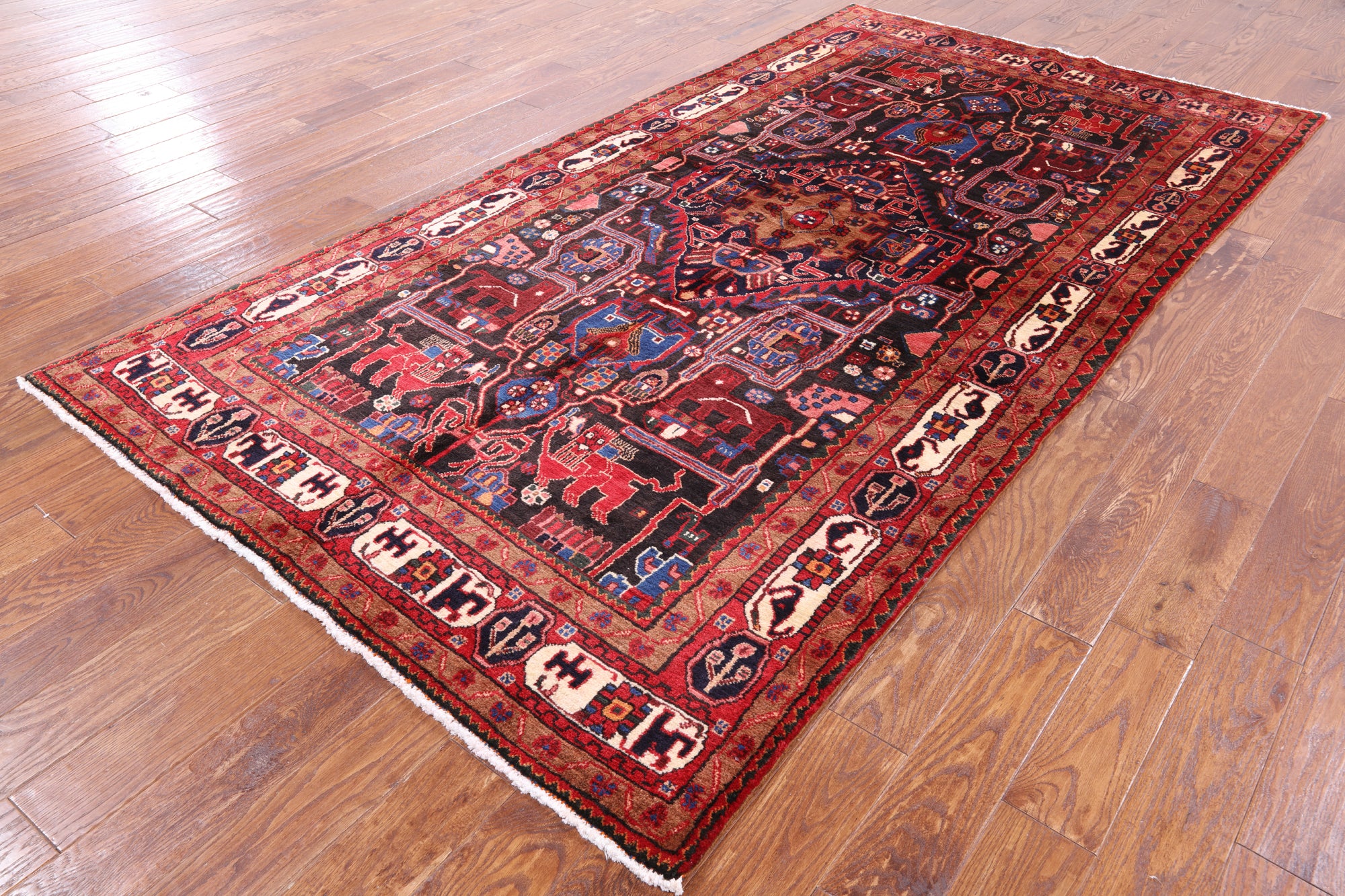 Black Authentic Persian Nahavand Hand Knotted Rug - 5' 3" X 10' 1" - Golden Nile