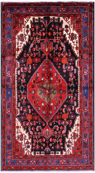 Black New Persian Hamadan Wool Rug - 5' 3" X 9' 5" - Golden Nile