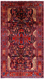 Black New Authentic Persian Hamadan Hand Knotted Rug - 5' 5" X 9' 11" - Golden Nile