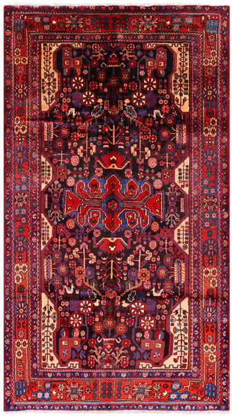 Black New Authentic Persian Hamadan Hand Knotted Rug - 5' 5" X 9' 11" - Golden Nile