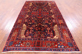 Black New Authentic Persian Hamadan Hand Knotted Rug - 5' 5" X 9' 11" - Golden Nile