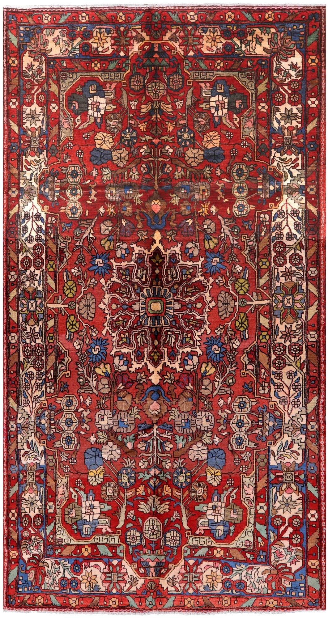 Red New Authentic Persian Nahavand Hand Knotted Rug - 5' 6" X 11' 1" - Golden Nile