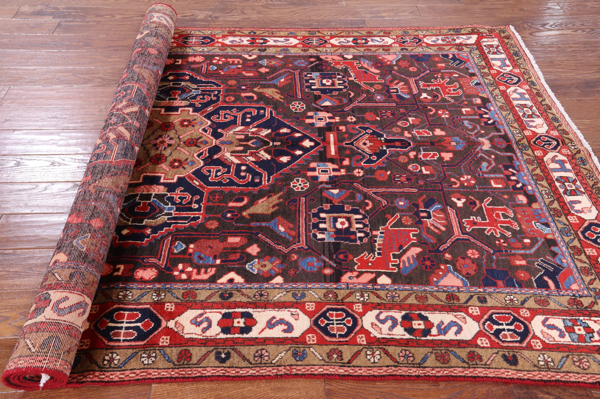 Black New Authentic Persian Nahavand Hand Knotted Wool Rug - 5' 2" X 9' 5" - Golden Nile