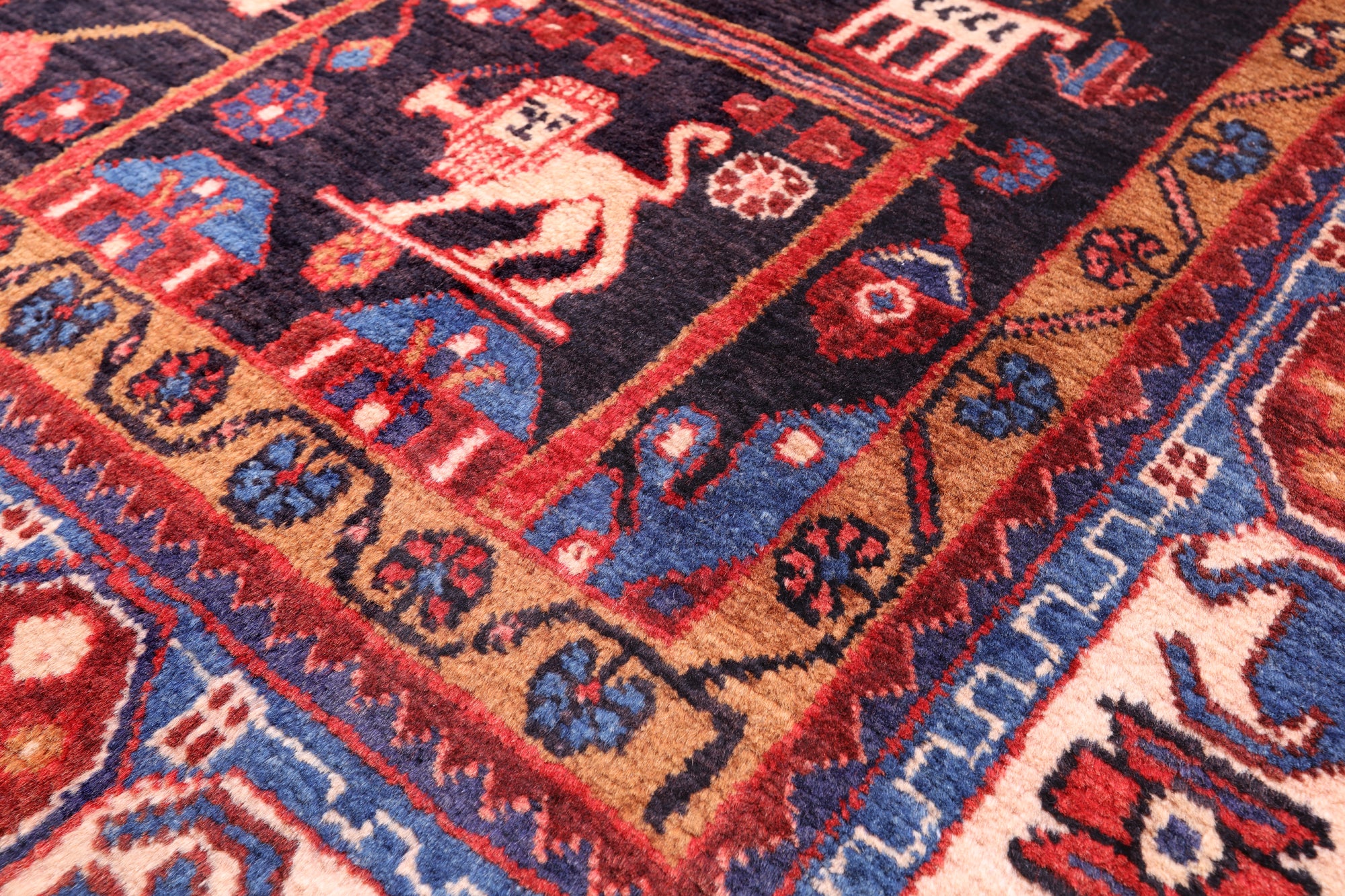 Black New Persian Nahavand Hand Knotted Rug - 5' 7" X 10' 9" - Golden Nile