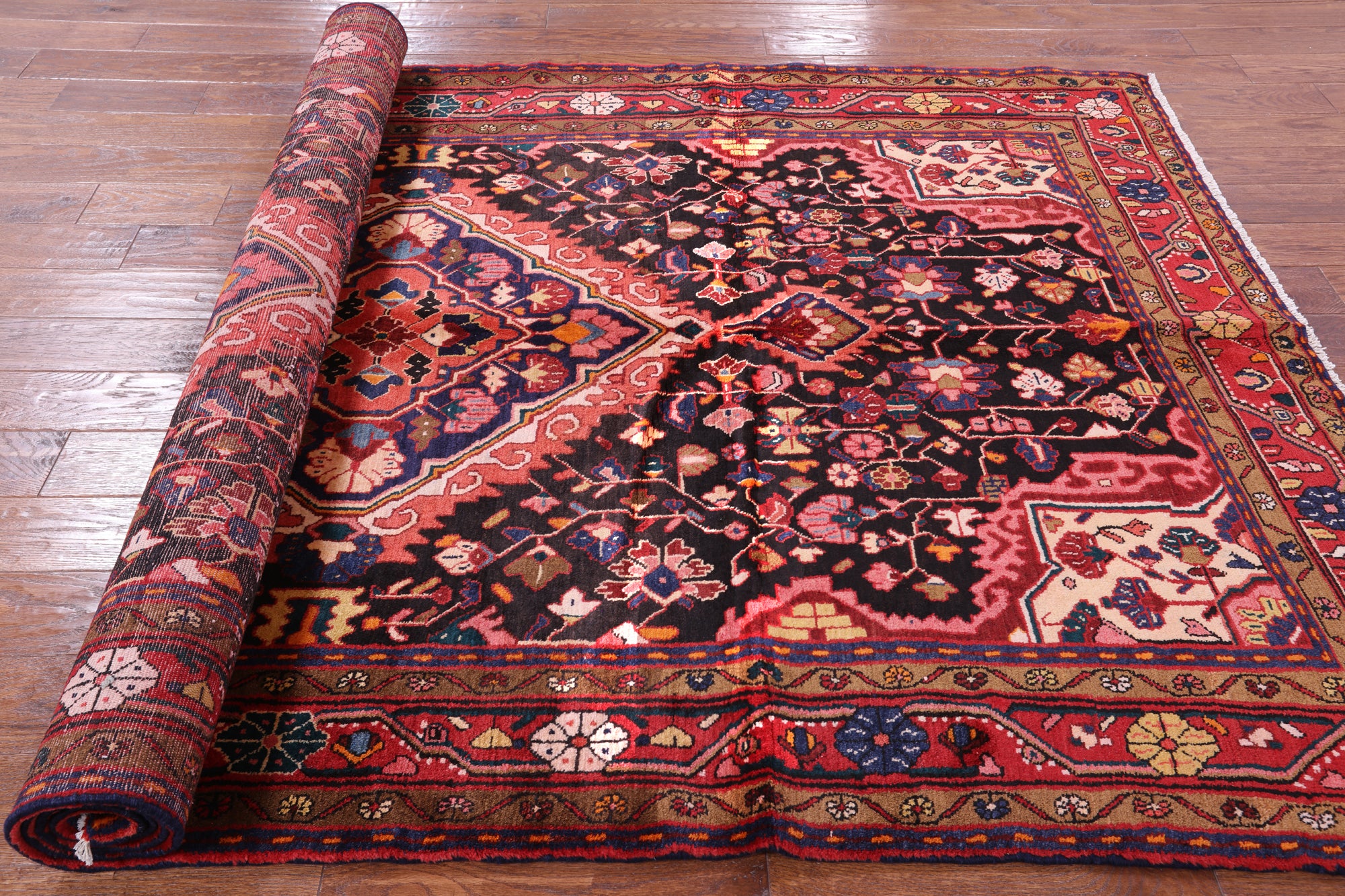 Black New Persian Nahavand Handmade Rug - 5' 8" X 9' 10" - Golden Nile