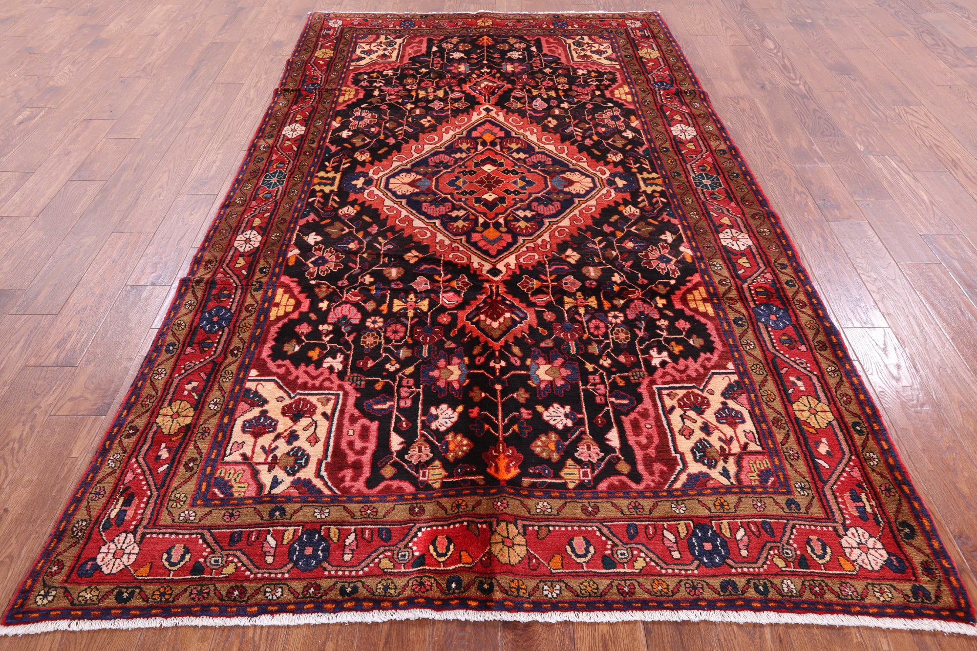 Black New Persian Nahavand Handmade Rug - 5' 8" X 9' 10" - Golden Nile