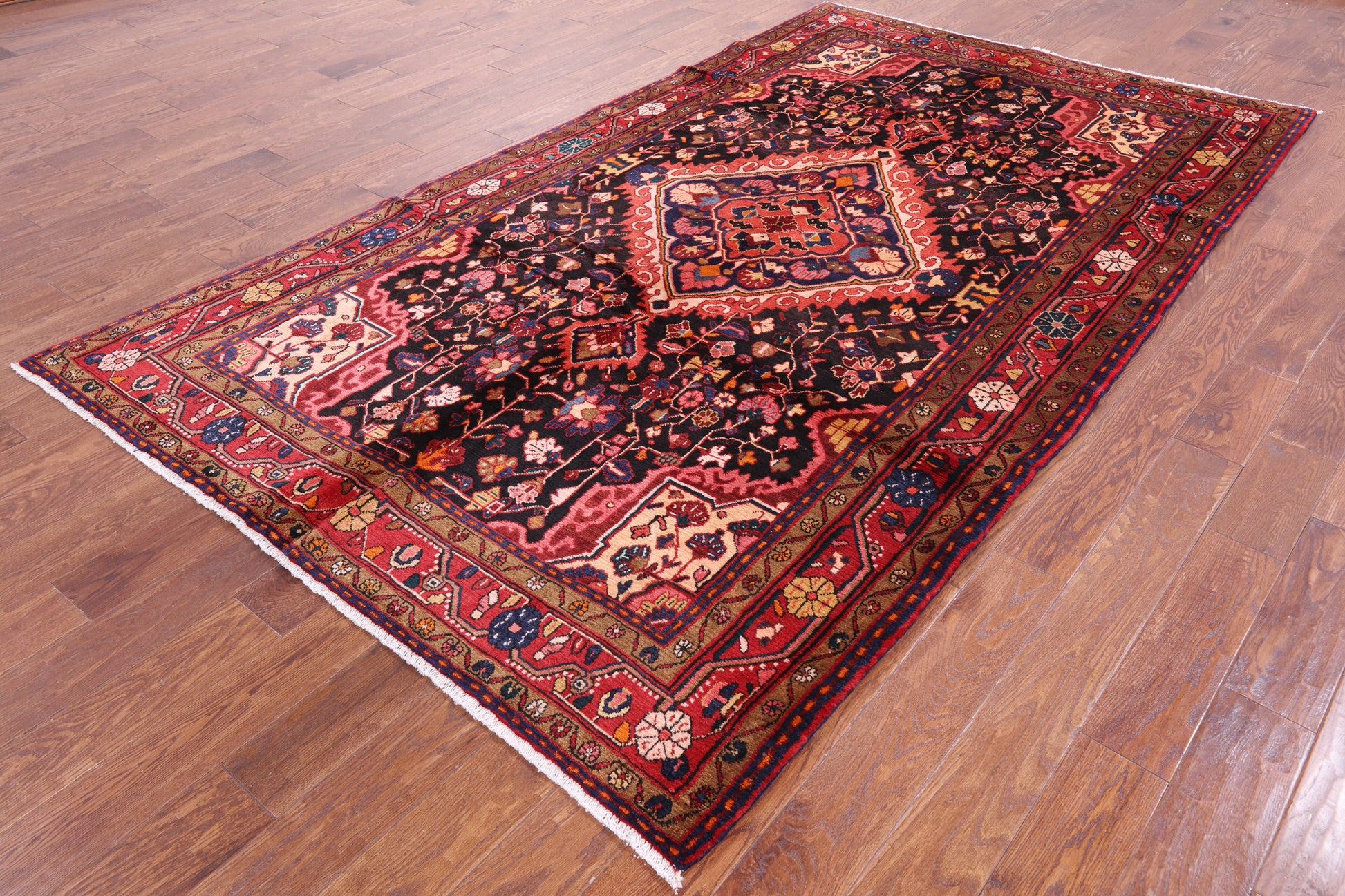 Black New Persian Nahavand Handmade Rug - 5' 8" X 9' 10" - Golden Nile
