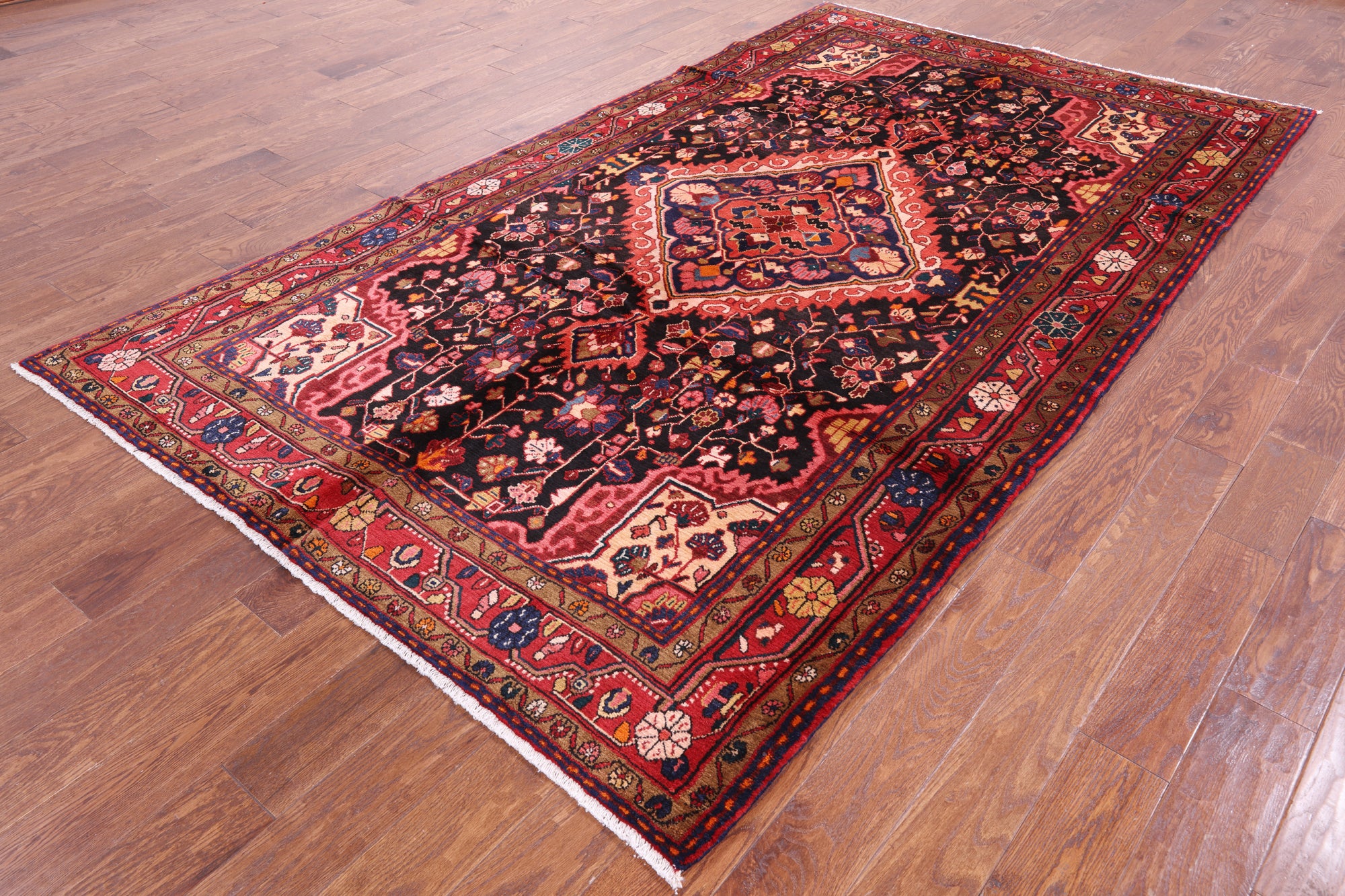 Black New Persian Nahavand Handmade Rug - 5' 8" X 9' 10" - Golden Nile