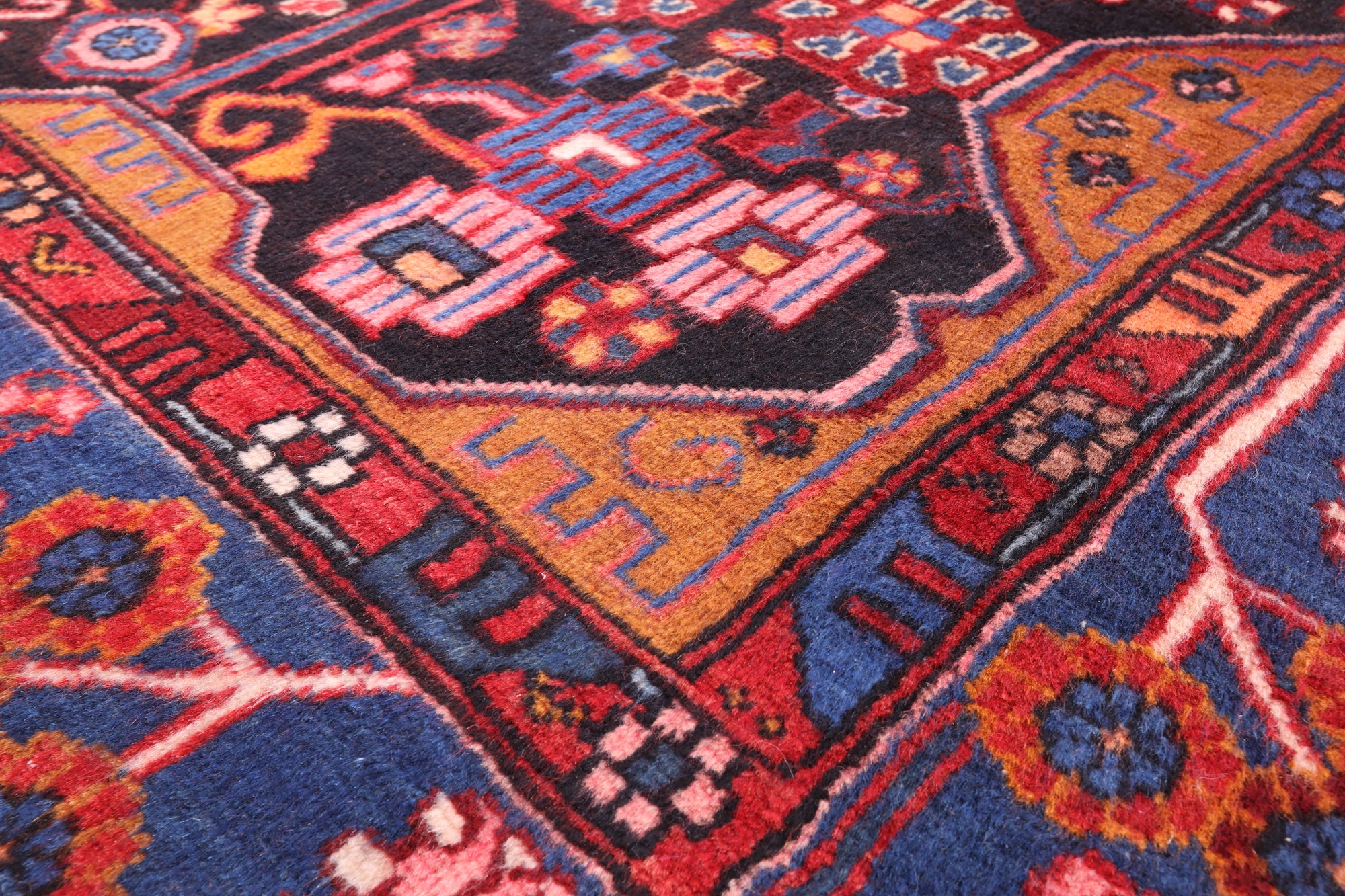 Black New Authentic Persian Nahavand Hand Knotted Rug - 5' 7" X 11' 5" - Golden Nile