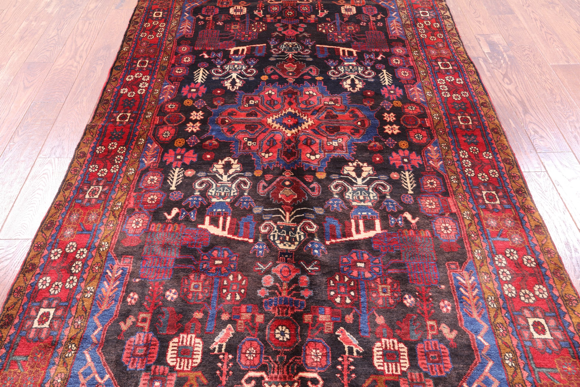 Black Handmade New Authentic Persian Nahavand Wool Rug - 5' 2" X 9' 6" - Golden Nile