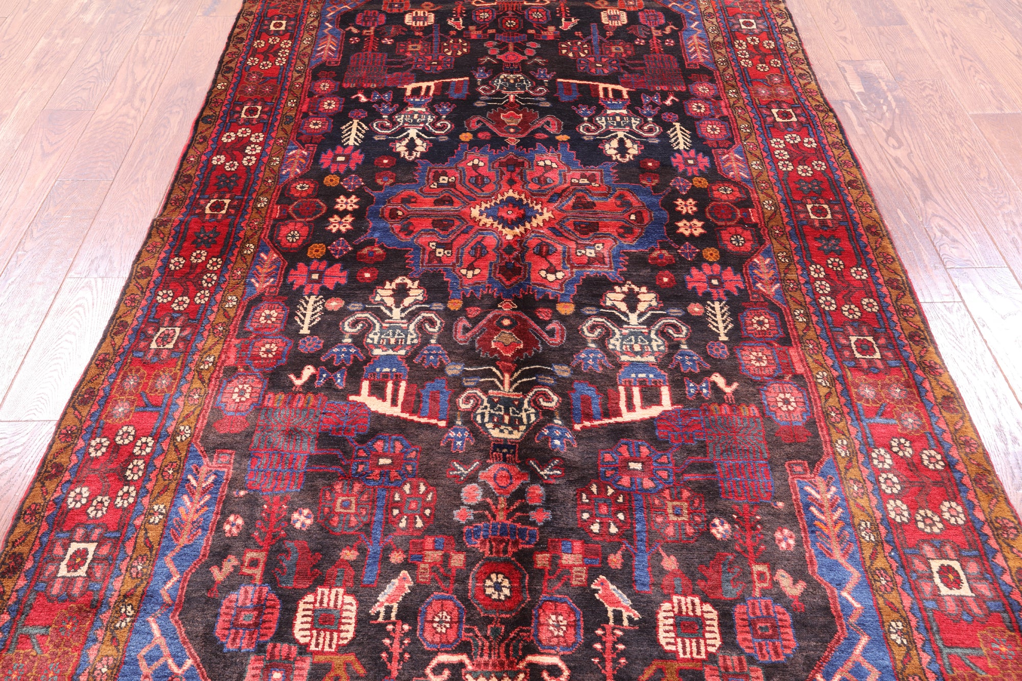 Black Handmade New Authentic Persian Nahavand Wool Rug - 5' 2" X 9' 6" - Golden Nile