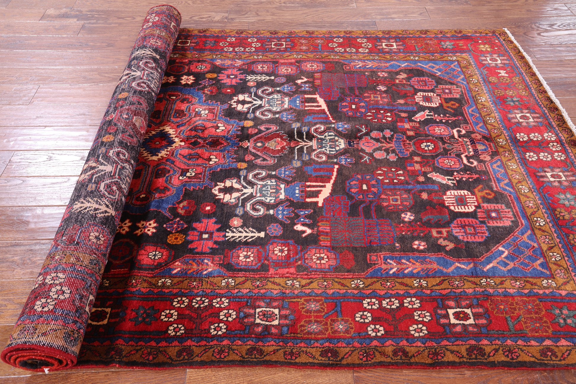 Black Handmade New Authentic Persian Nahavand Wool Rug - 5' 2" X 9' 6" - Golden Nile