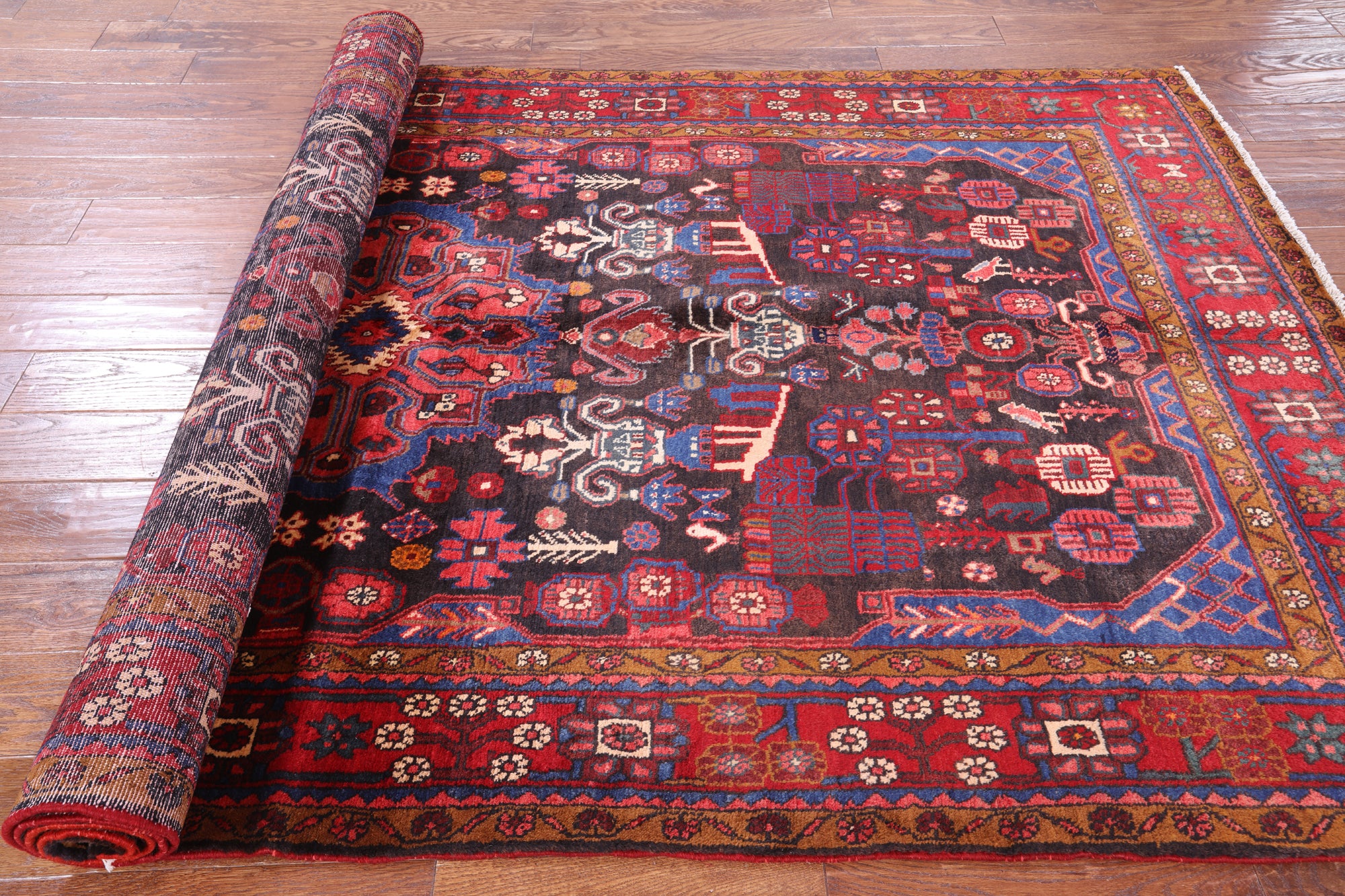 Black Handmade New Authentic Persian Nahavand Wool Rug - 5' 2" X 9' 6" - Golden Nile