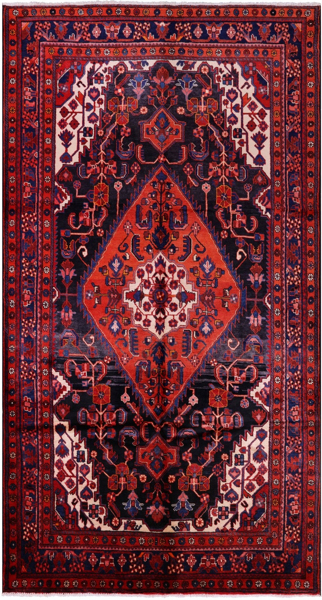 Black New Authentic Persian Nahavand Hand Knotted Wool Rug - 5' 3" X 9' 11" - Golden Nile