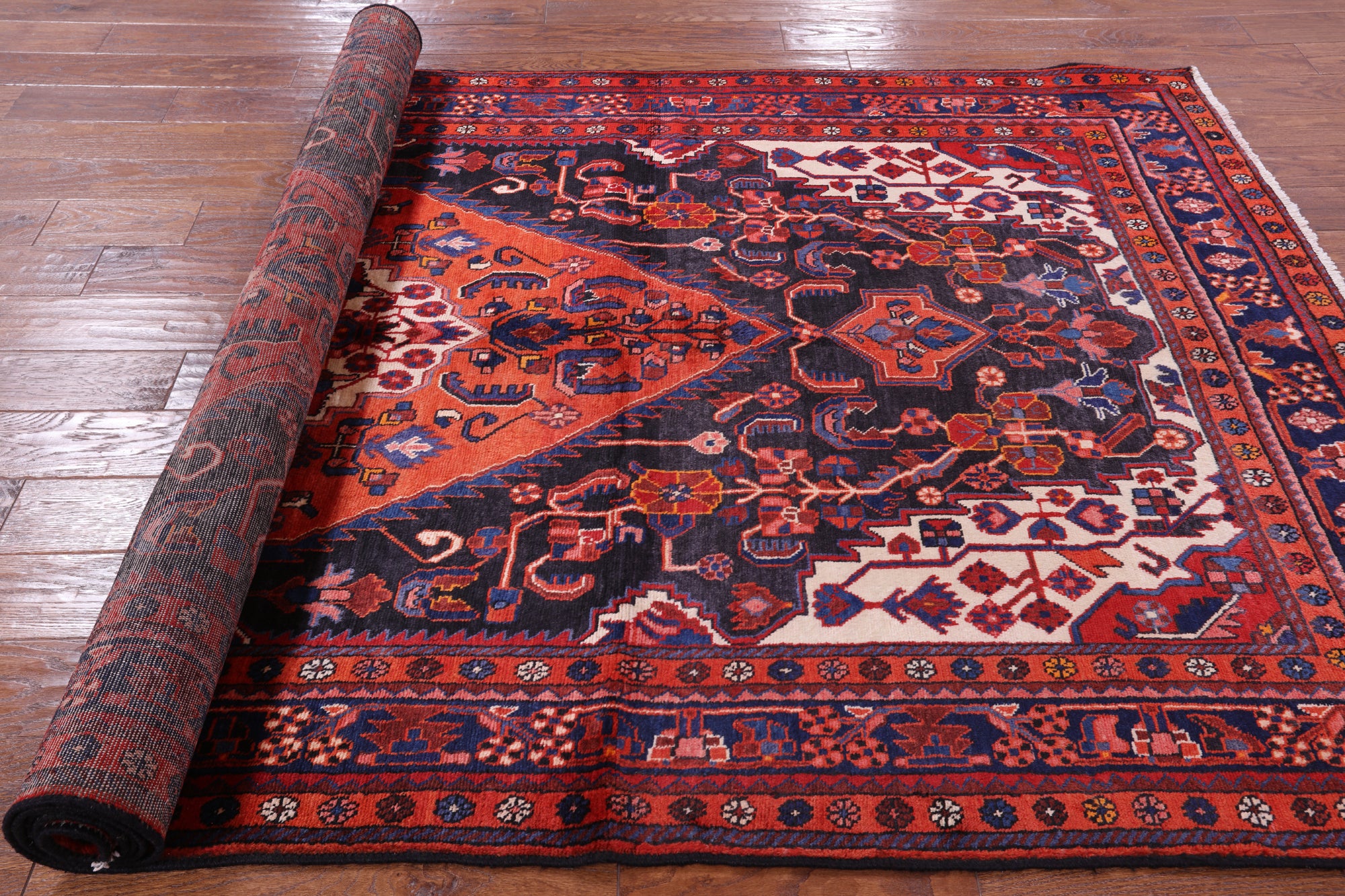 Black New Authentic Persian Nahavand Hand Knotted Wool Rug - 5' 3" X 9' 11" - Golden Nile
